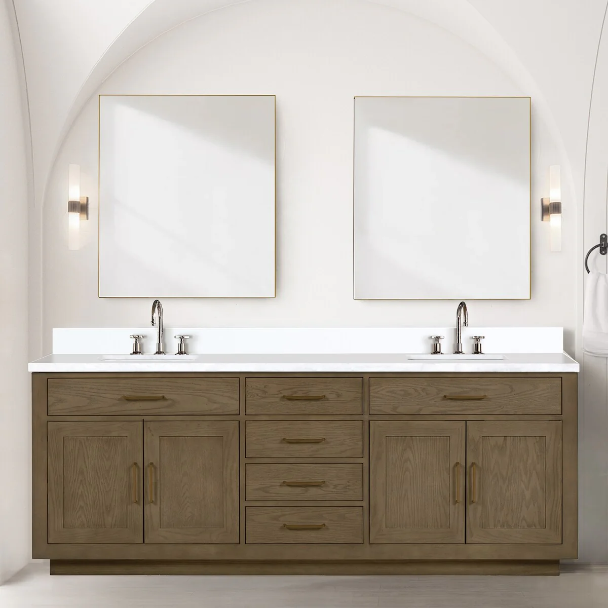 Abbey 60 in W x 22 in D Black Oak Double Bath Vanity and Cultured Marble Top
