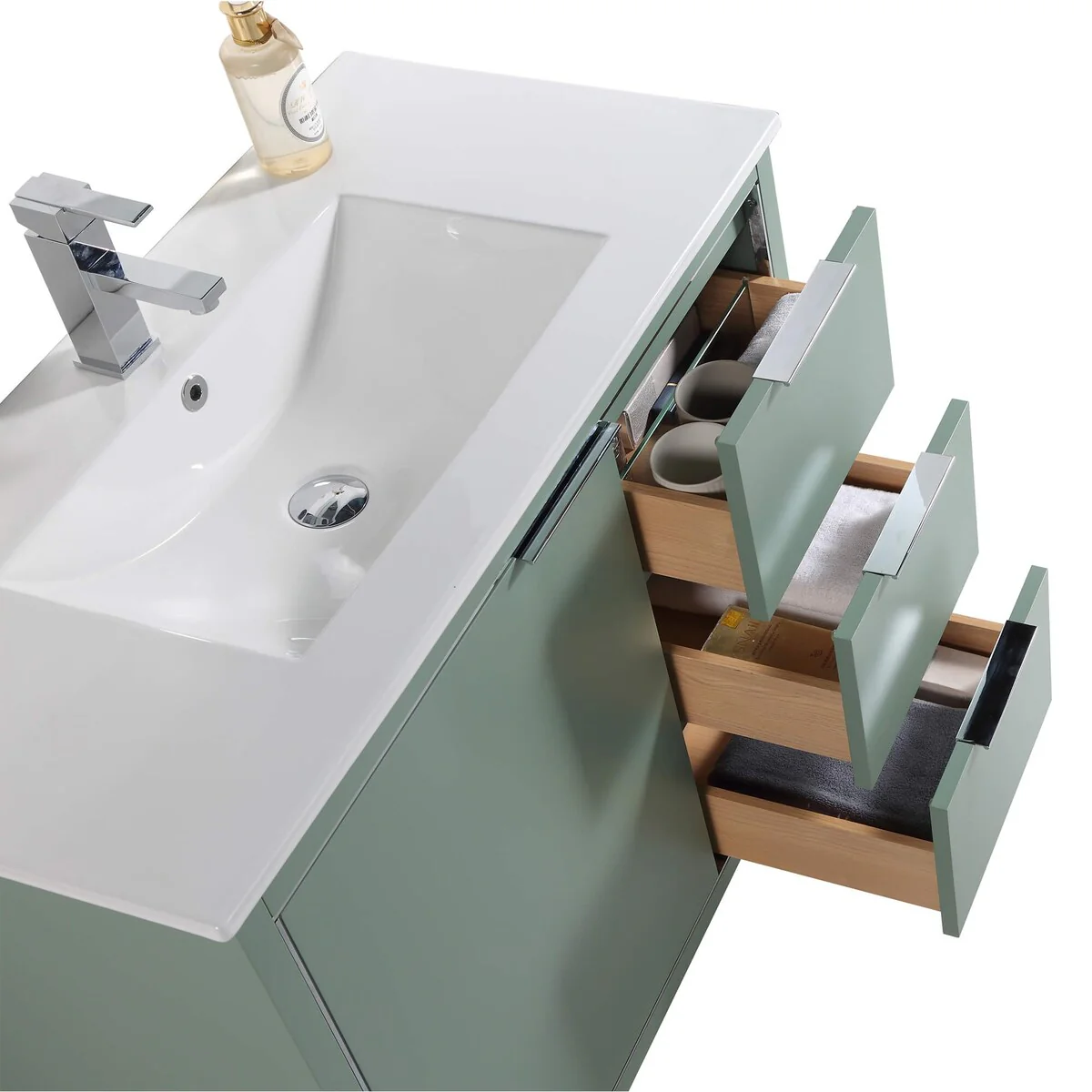 Fine Fixtures Opulence Collection Bathroom Vanity with White Ceramic Sink