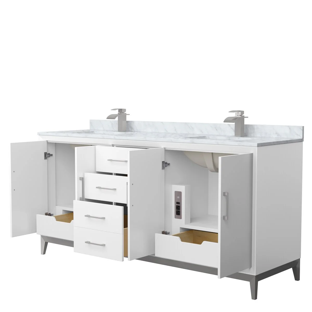 Amici Double Bathroom Vanity Set, Carrara Marble Top