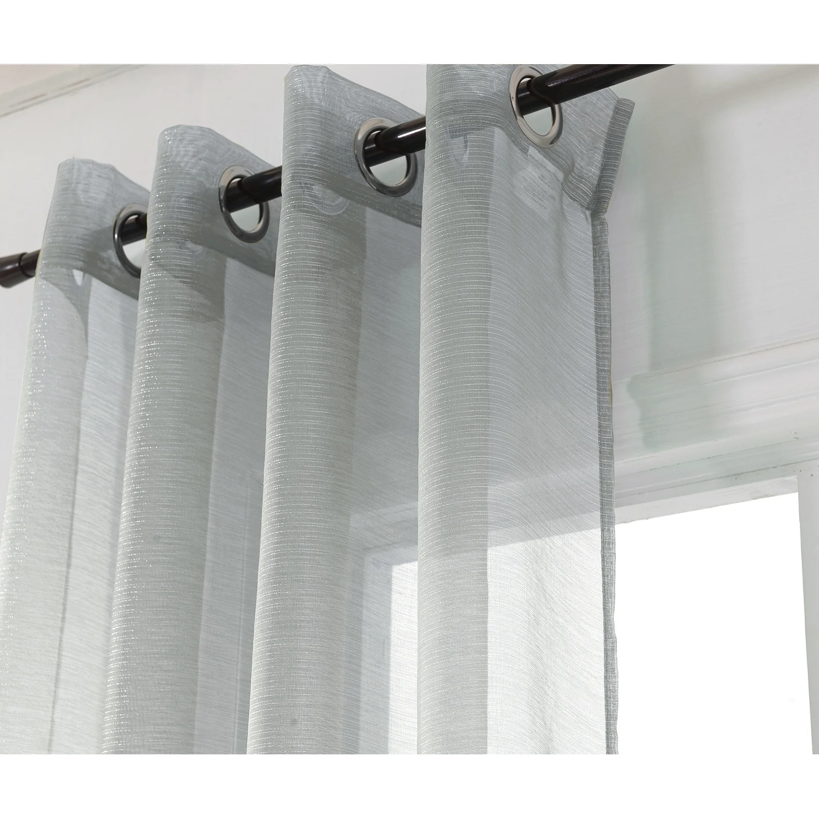 Lonnie Metallic Stripe Sheer Window Curtain Panel 90 inch