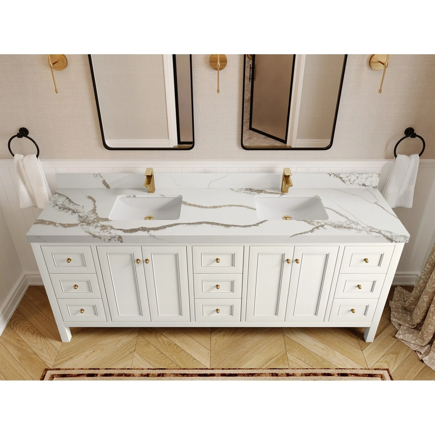 Willow Collections 84 in. W x 22 in. D Nashville Double Bowl Sink Bathroom Vanity with Countertop