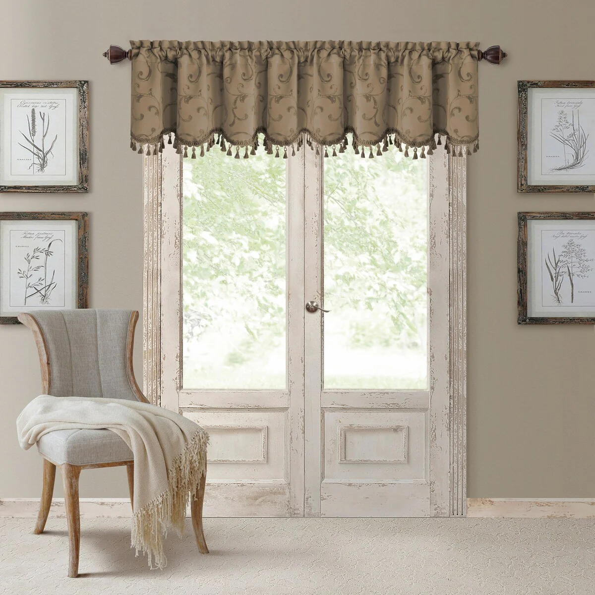 Elrene Mia Jacquard Blackout Scallop Window Valance - 52