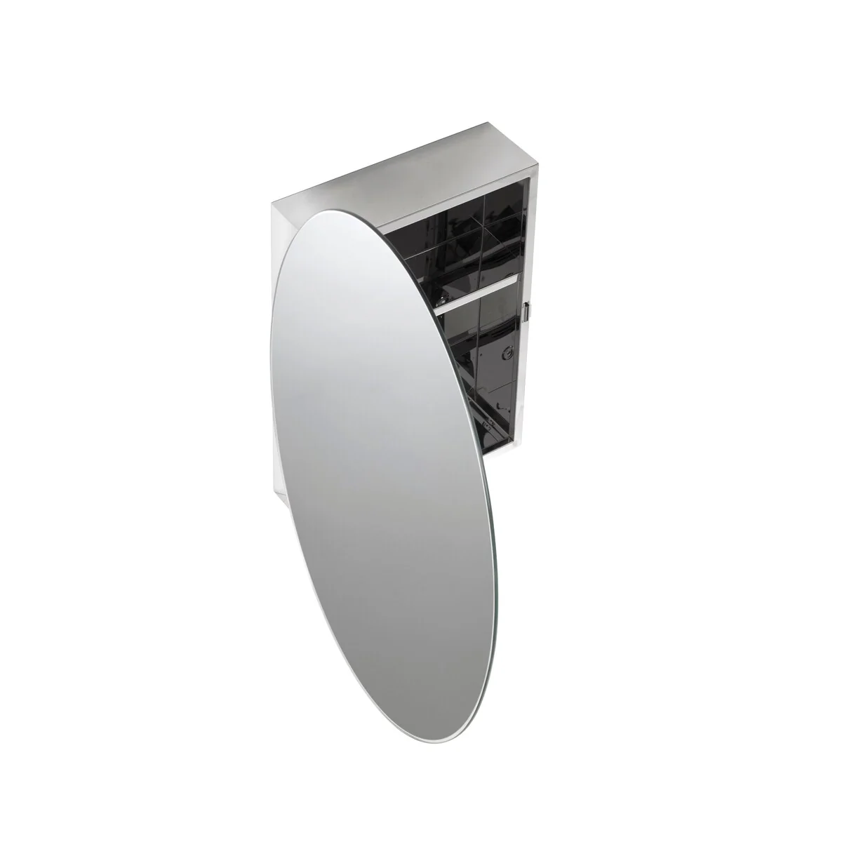 Croydex Surface Mount Tay Oval Stainless Steel Mirror Medicine Cabinet - 18