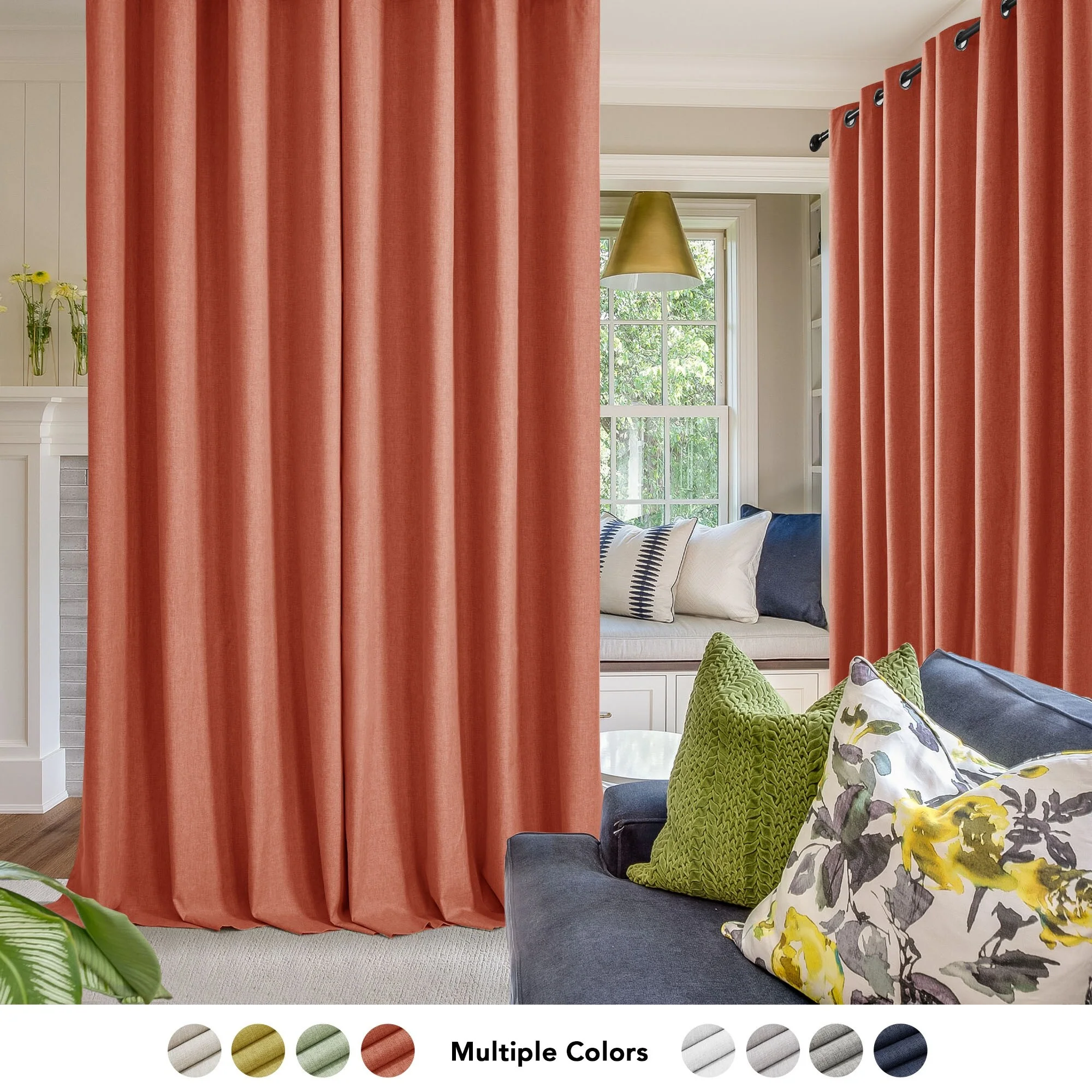Deconovo Blackout Living Room Curtains Faux Linen Drapes 2 Panels