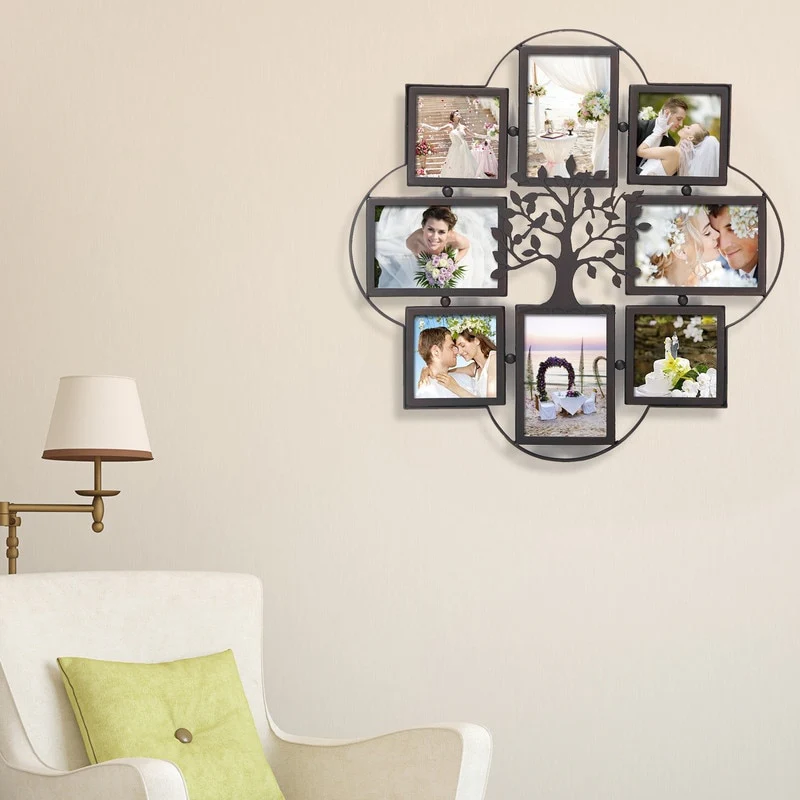 ADECO 8 Openings Iron Metal Wall Hanging Collage Picture Photo Frame
