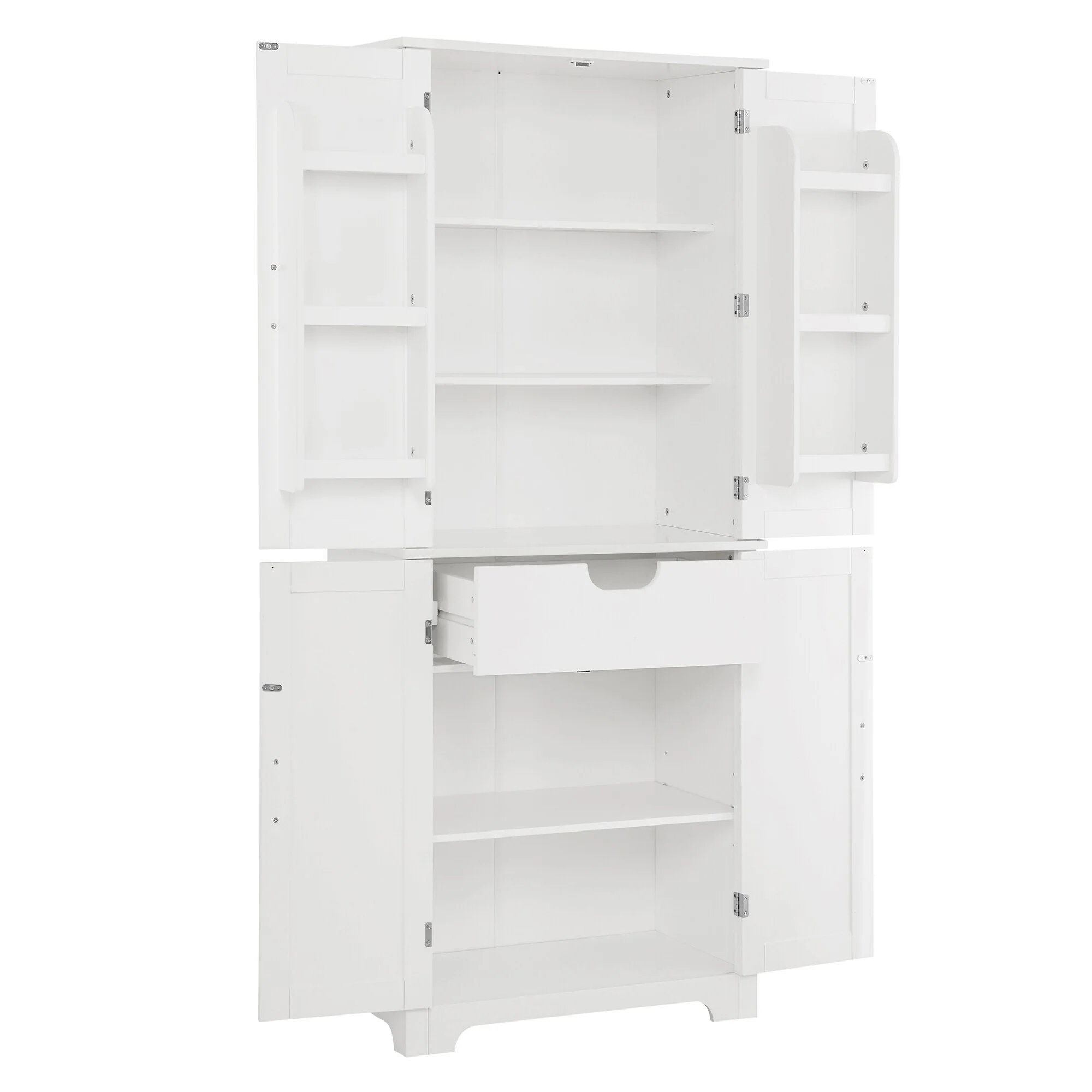 Bathroom storage cabinets with open shelves