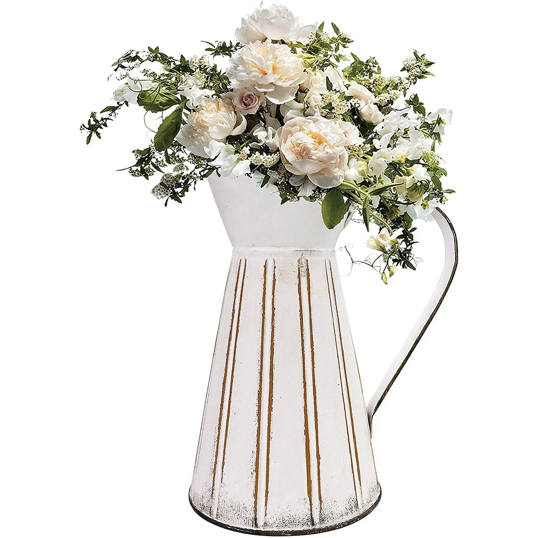 Farmhouse Metal Vase Vintage Rustic Container Home