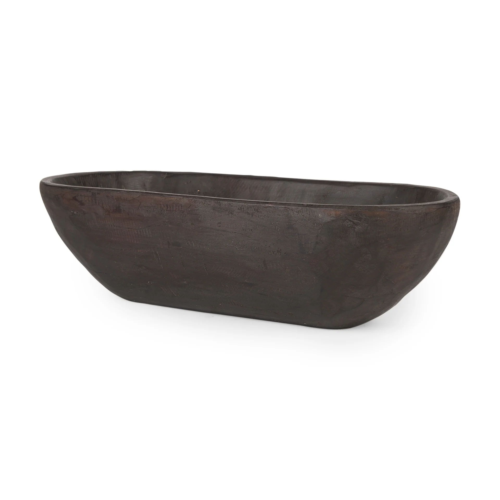 Athena Extra Large Oblong Black-Brown Reclaimed Wood Bowl - 26.0L x 10.0W x 7.0H