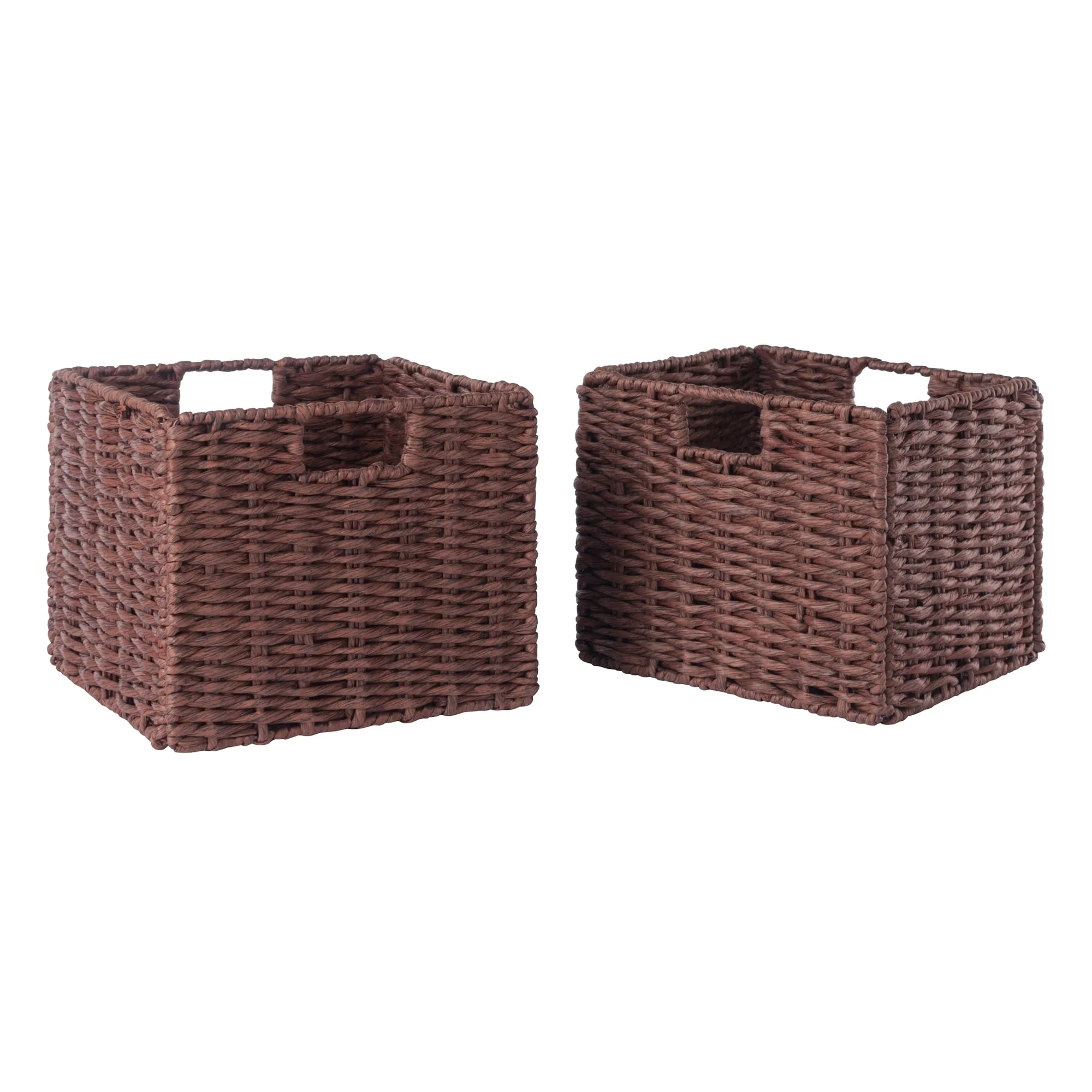 Tessa 2-Pc Small Woven Rope Basket Set, Foldable, Walnut