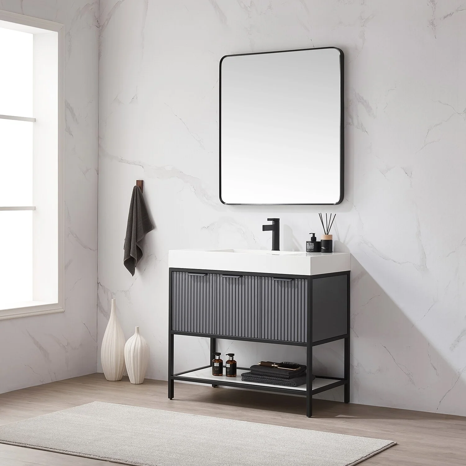 Marcilla 36 in. Single Sink Bath Vanity with Stone Sink Top