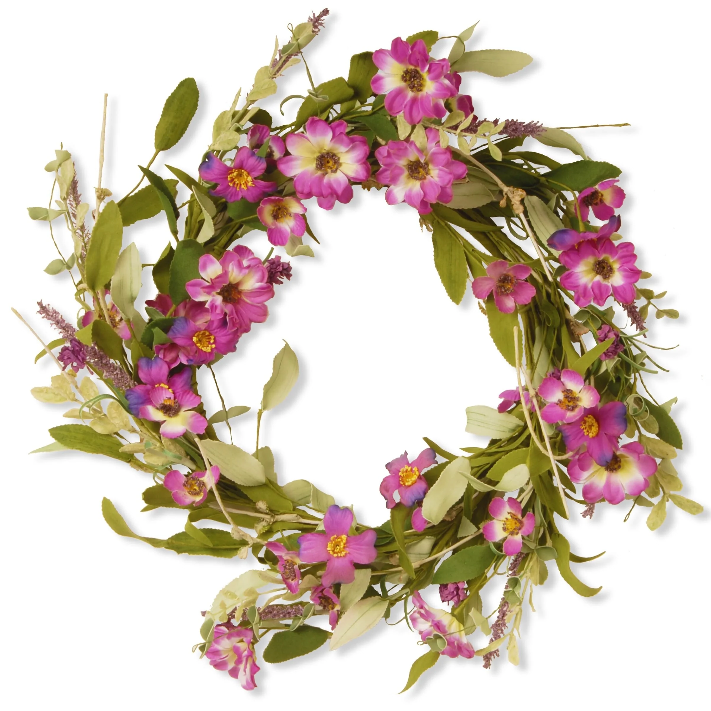 National Tree Company 20 inch Artificial Spring Wreath with Purple Daisy Blooms, Lavender Flowers, and Leafy Greens,