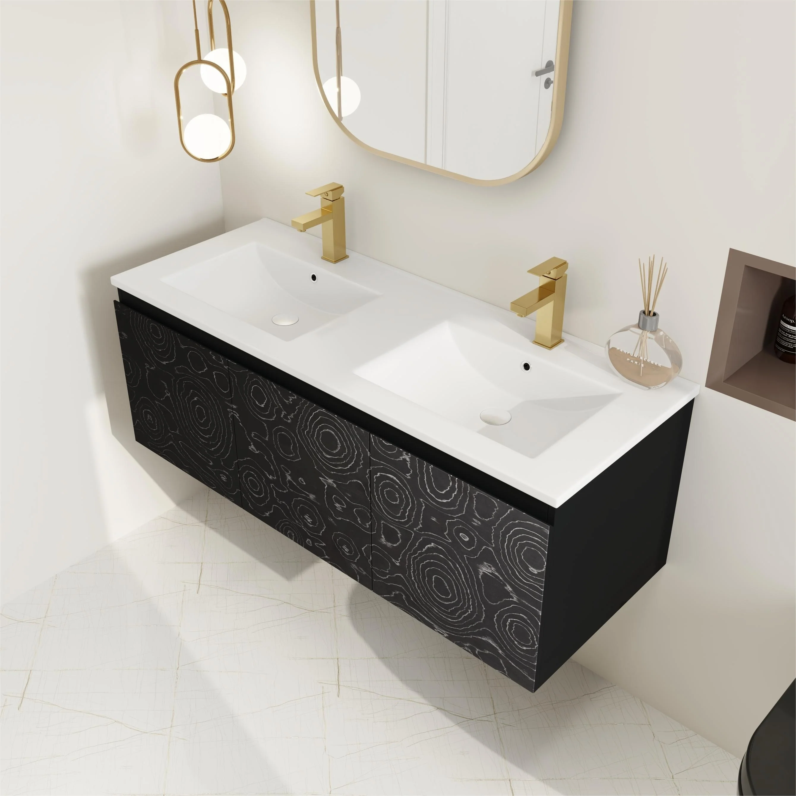 BNK 24/30/48 Inch Double Sink Bathroom Vanity with Soft Close Door