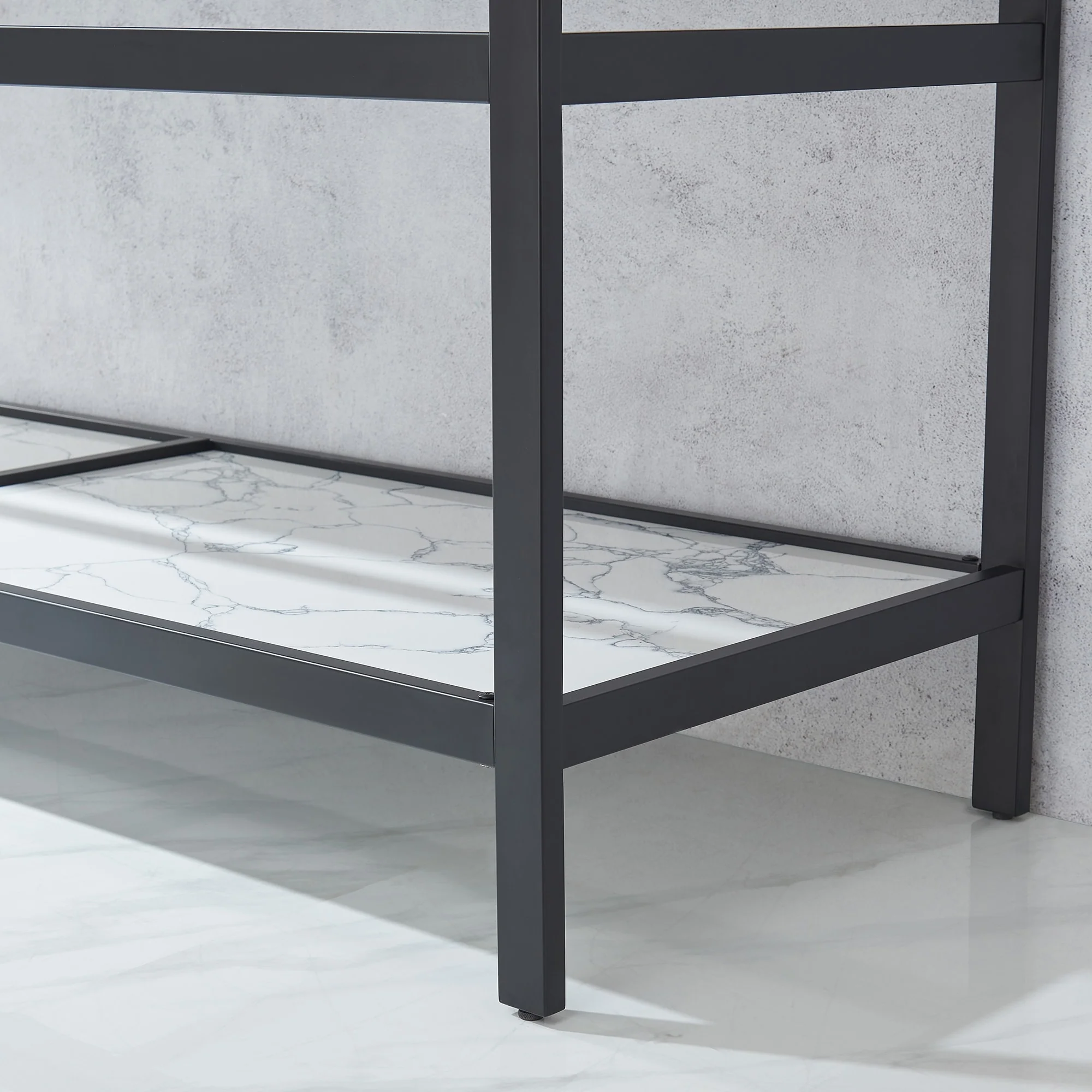 Ecija Bath Vanity, Metal Support with Composite Stone Top, no Mirror