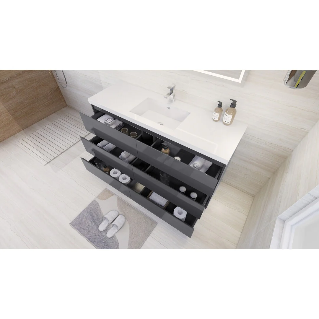 Aron 60'' Freestanding Vanity with Single Reinforced Acrylic Sink