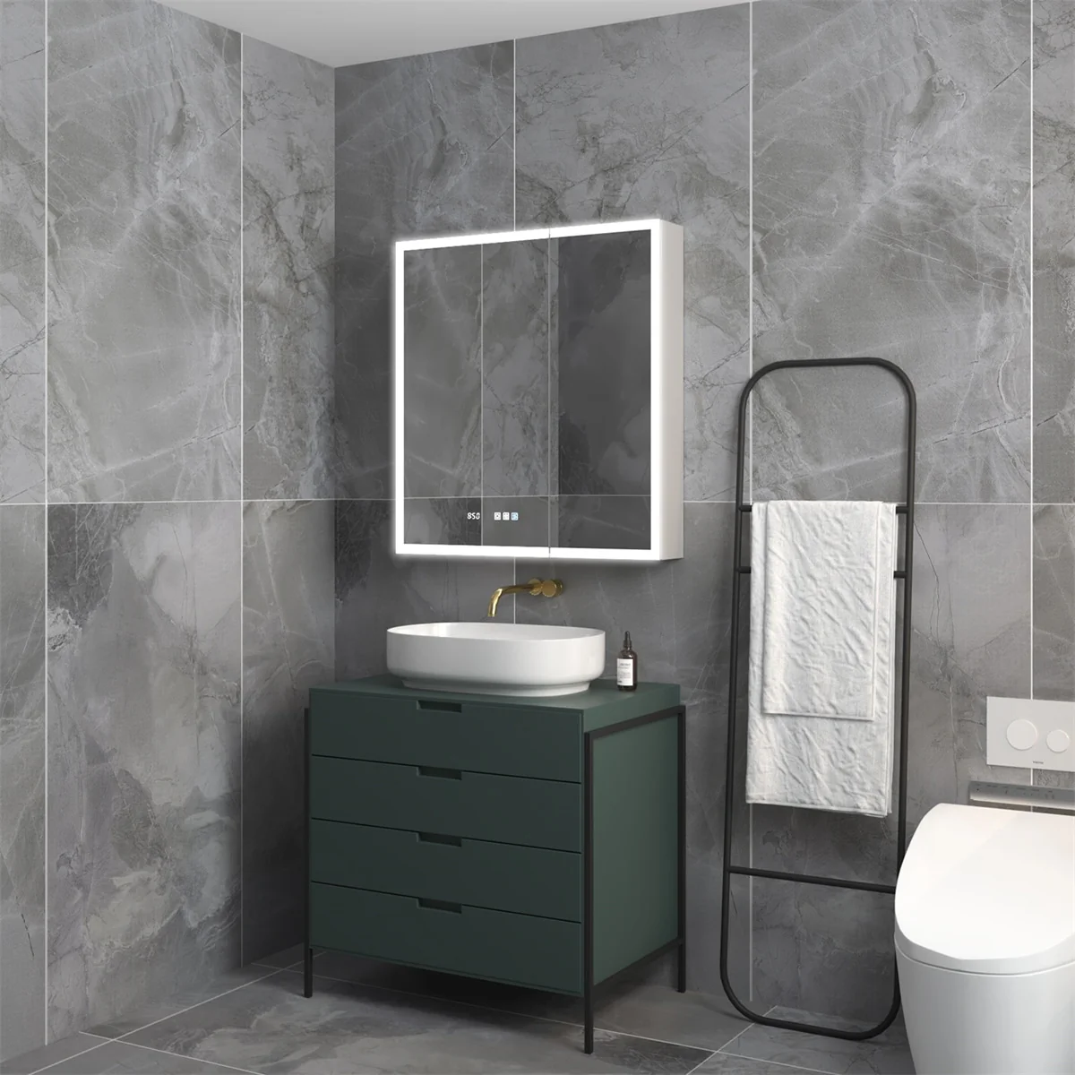 ExBrite Led Lighted Medicine Cabinet Recessed or Surface with Mirrors