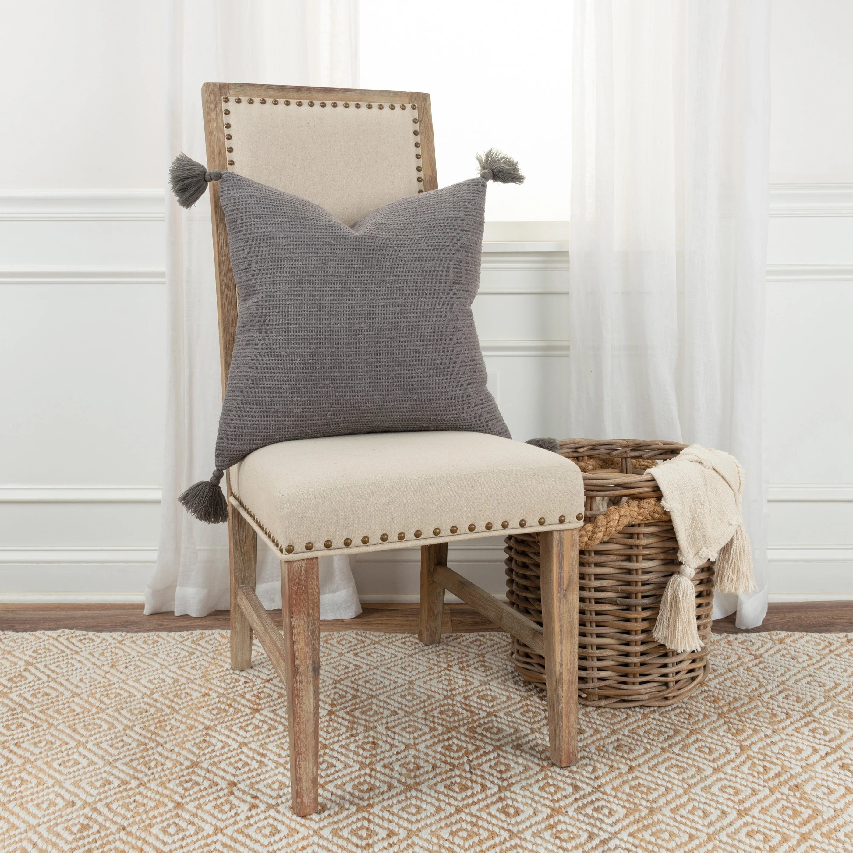 Rizzy Home Solid Stripe Throw Pillow Cover