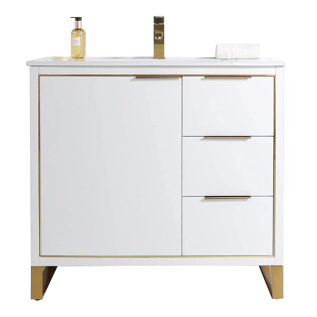 Fine Fixtures Opulence Collection Bathroom Vanity with White Ceramic Sink