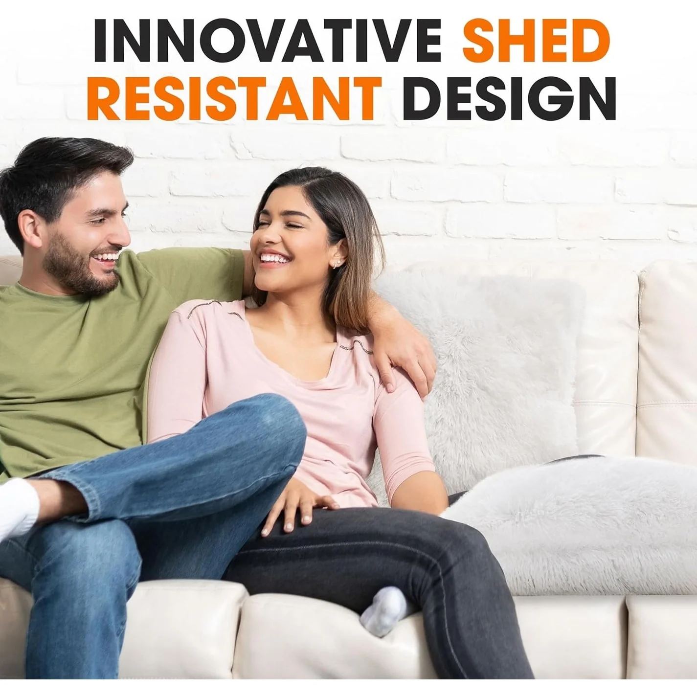 Cheer Collection Shaggy Long Hair Throw Pillows (Set of 2)