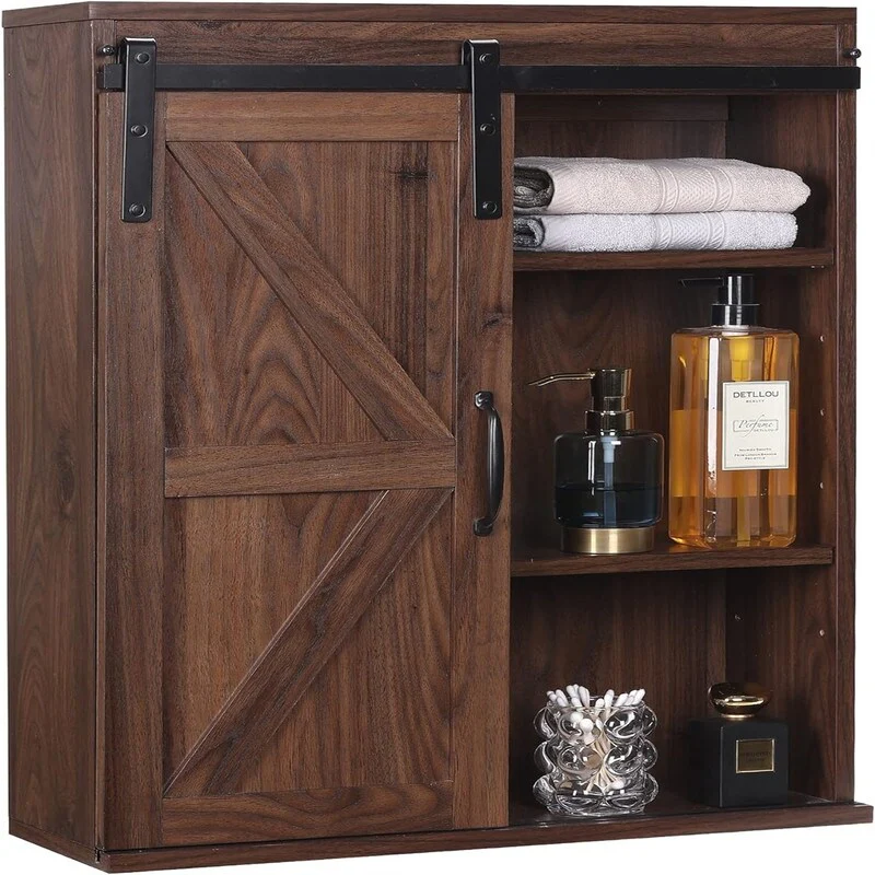 Wood Wall Storage Bathroom Cabinet - 21.7