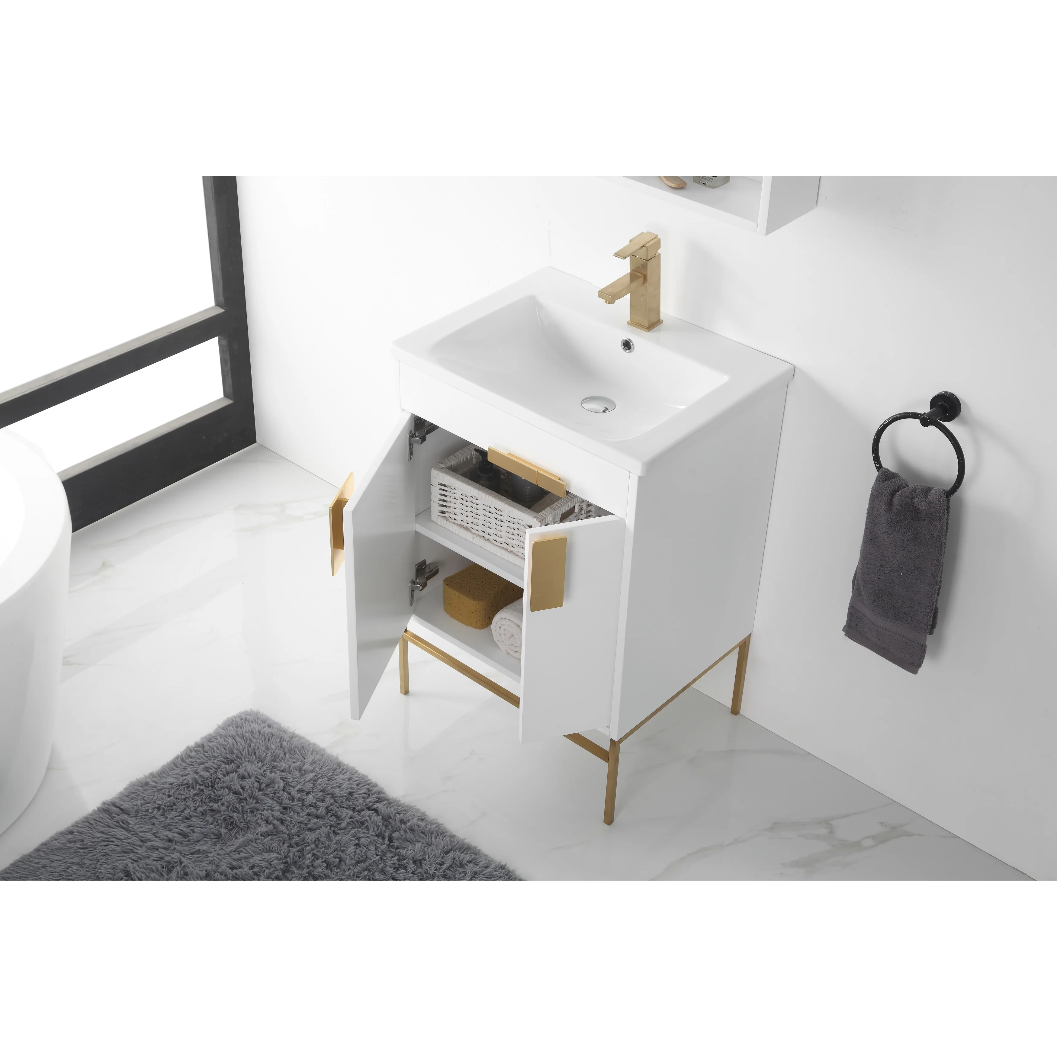 24-inch Modern Bathroom Vanity Set w/ Vitreous China Sink Top