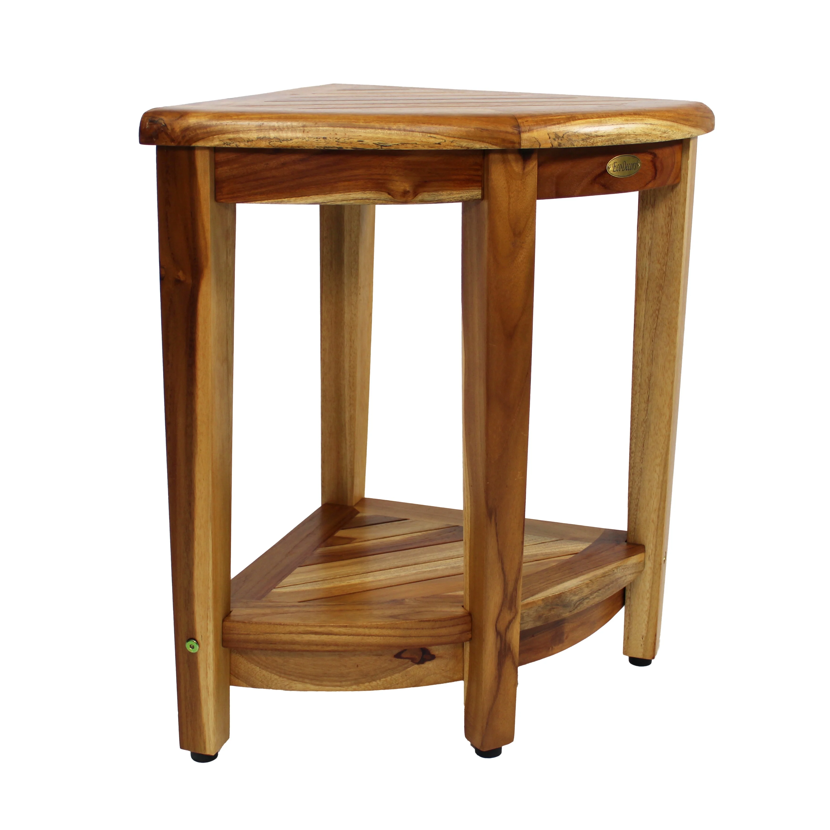 Teak Corner Shower Stool 23-In. Ext. Hgt., Teak Shower Bench, Teak Bench Shower, Teak Shower Stool for Inside Shower, Teak Bench