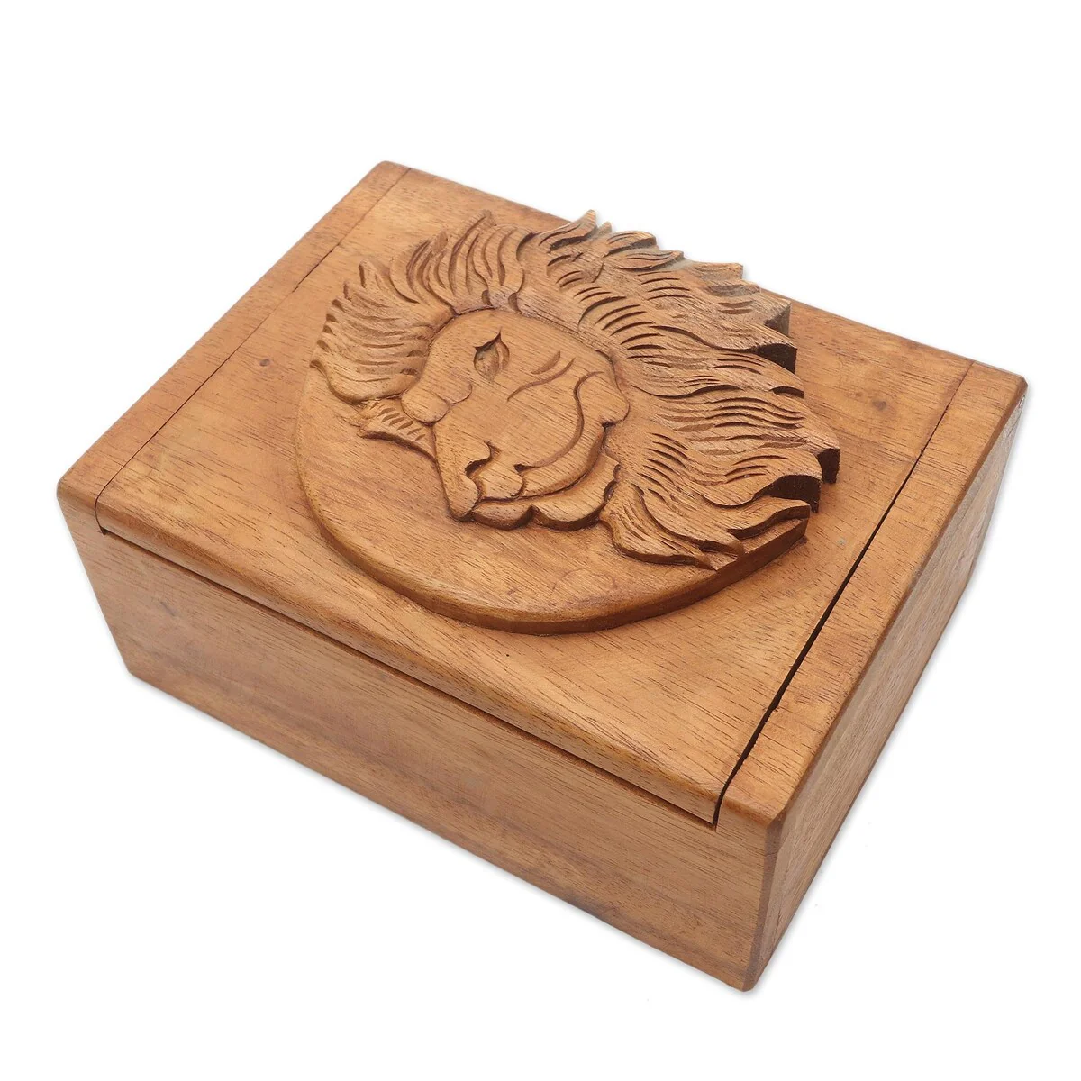 Novica Handmade Lion Prince Decorative Wood Box