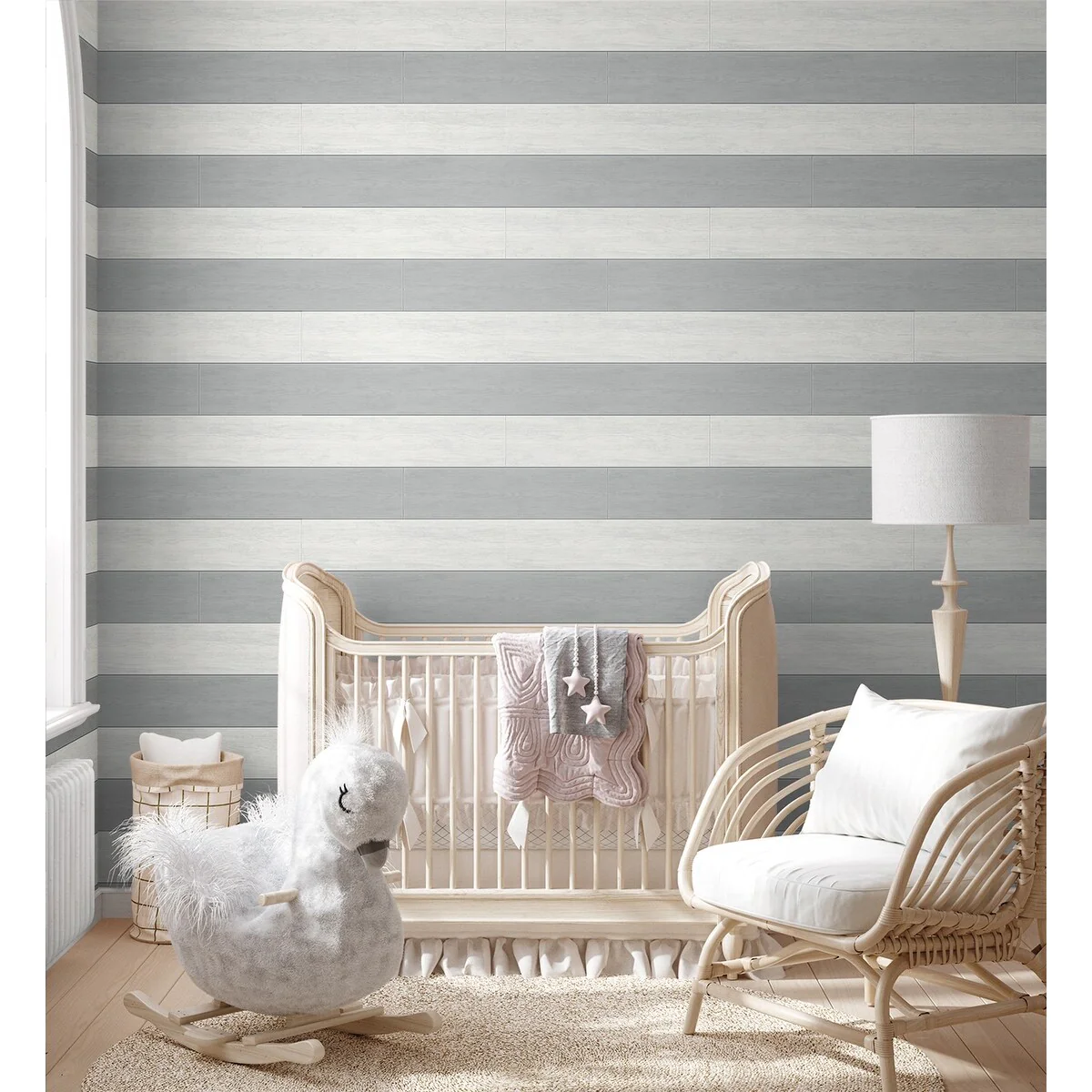 NextWall Two Toned Shiplap Peel and Stick Wallpaper