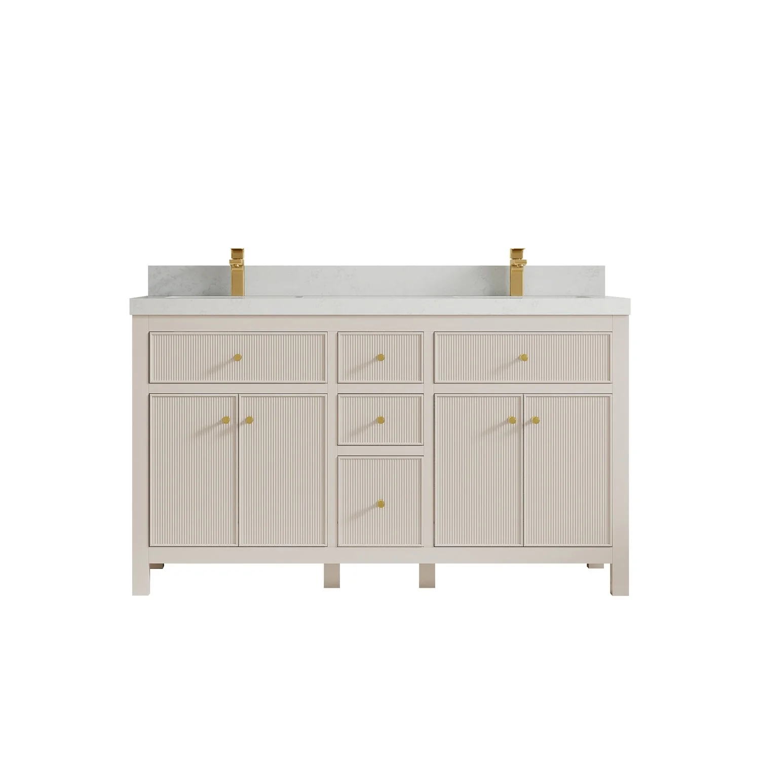 Willow Collections 60 in. W x 22 in D. Sonoma Free Standing Reeded Double Sink Bathroom Vanity with Countertop