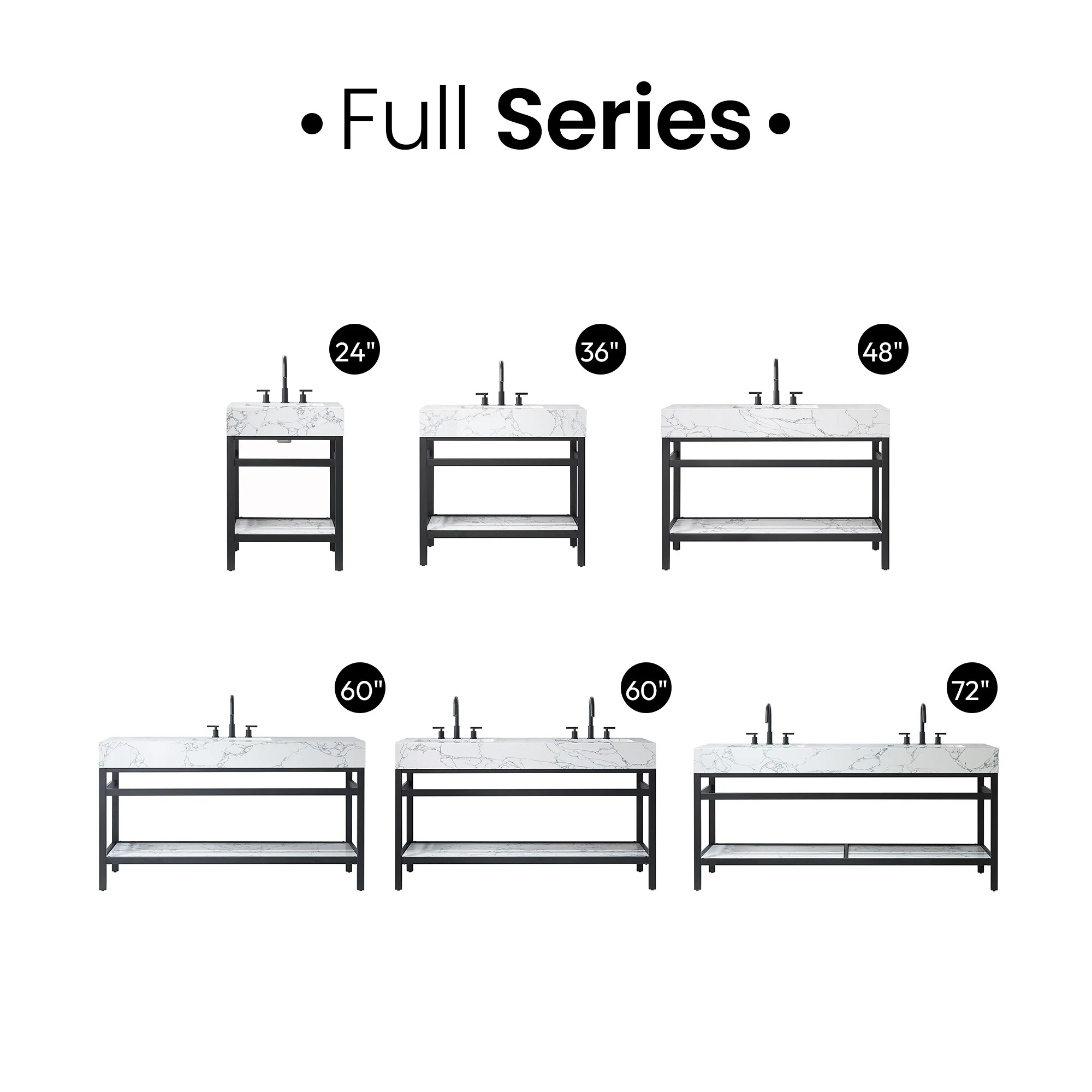 Ecija Bath Vanity, Metal Support with Composite Stone Top, no Mirror