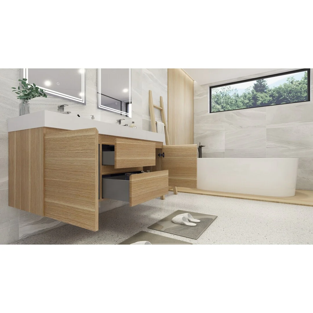Baillie 60'' Wall-Mounted Vanity with Double Reinforced Acrylic Sink