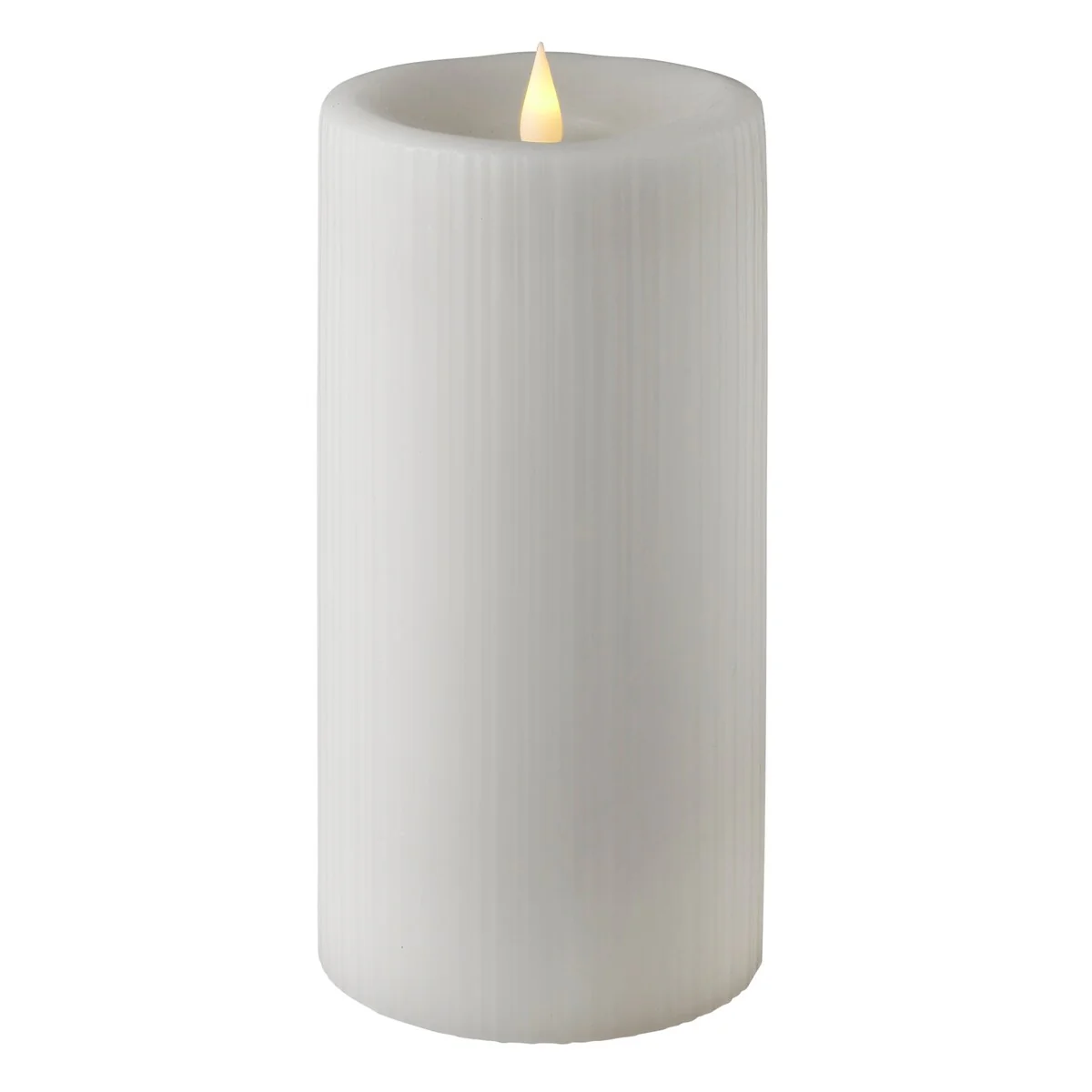 Fine Ribbed Motion Flameless Candle 4x8 White