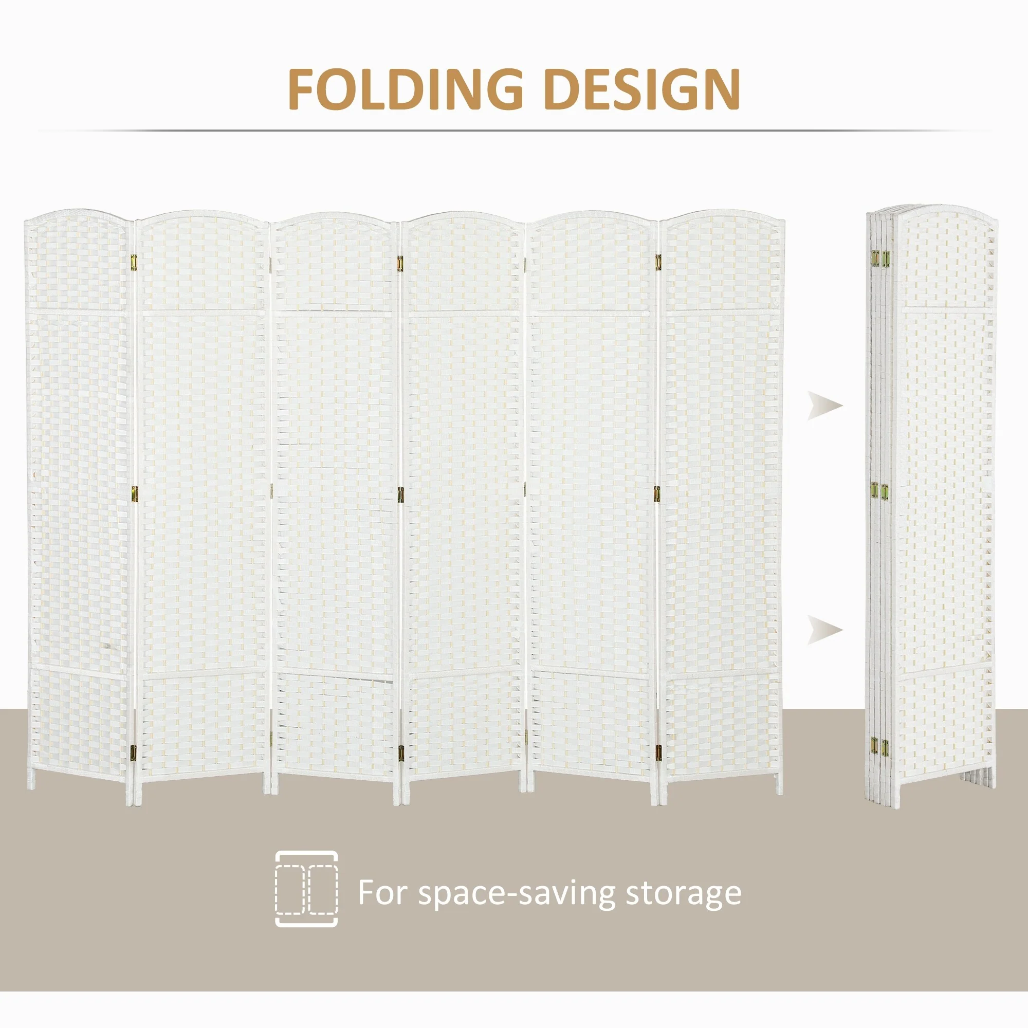 HOMCOM Room Divider, 6 Panel Folding Privacy Screen, 5.6' Tall Freestanding Wall Partition