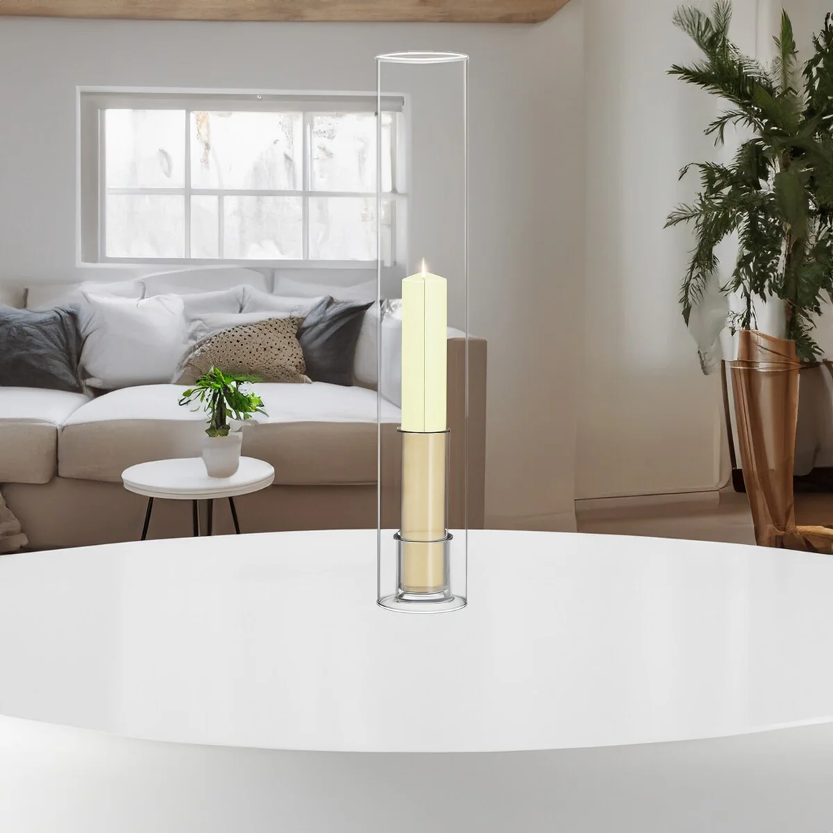 Clear Glass Cylinder Hurricane Chimney Tube, Candle Cover - 1 Piece