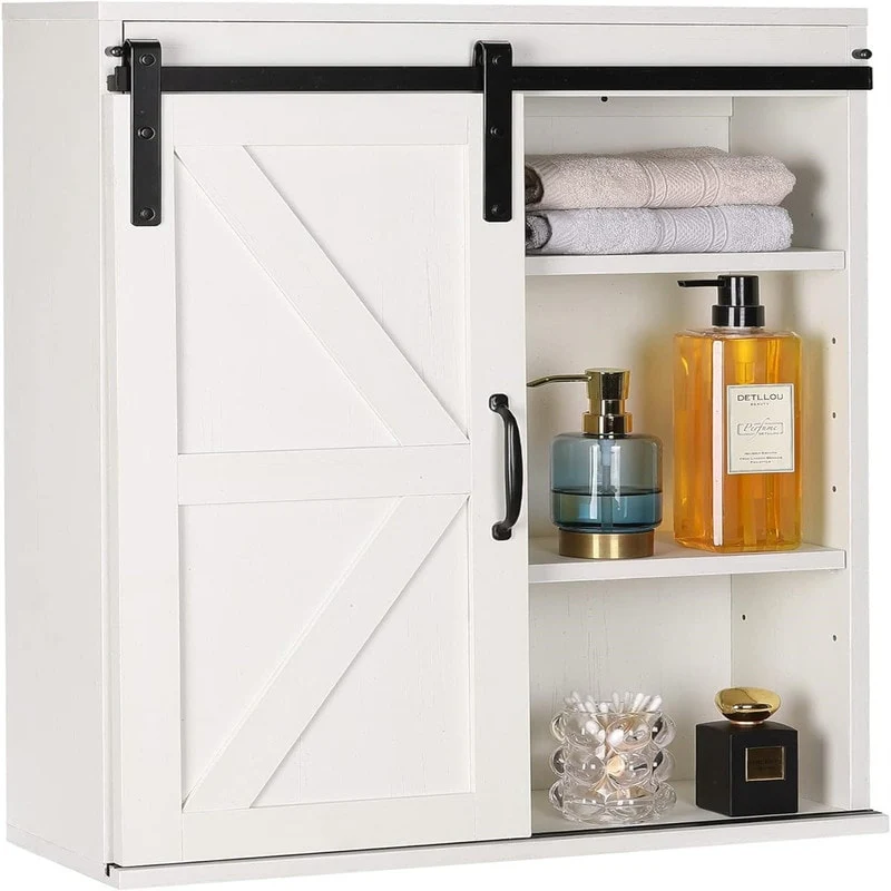 Wood Wall Storage Bathroom Cabinet - 21.7