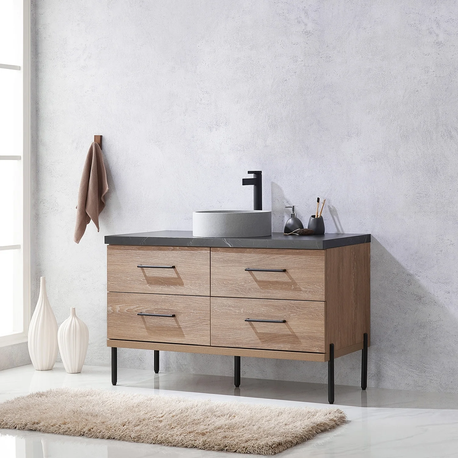 Trento Bath Vanity with Sintered Stone Top with Concrete Sink (C)