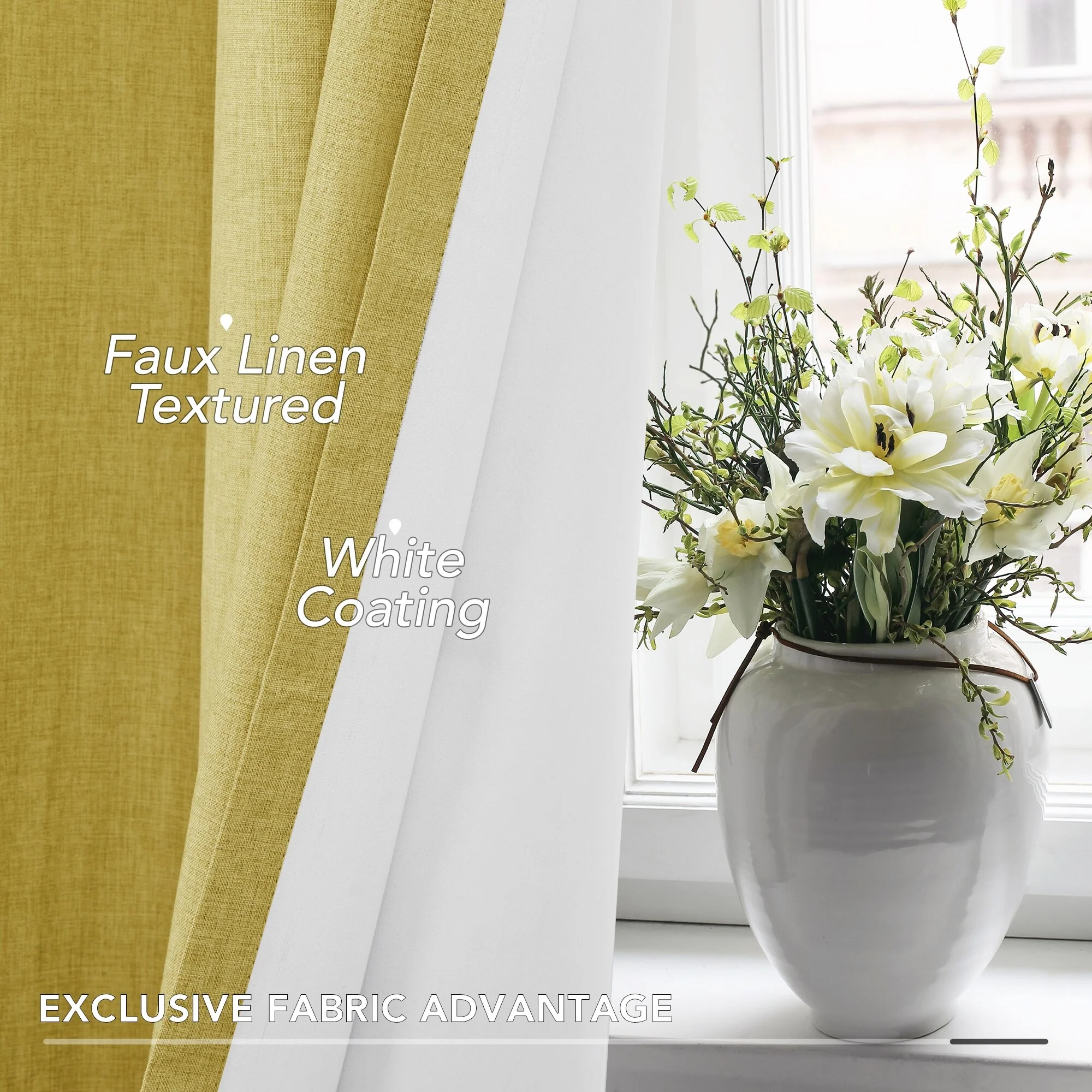 Deconovo Blackout Living Room Curtains Faux Linen Drapes 2 Panels