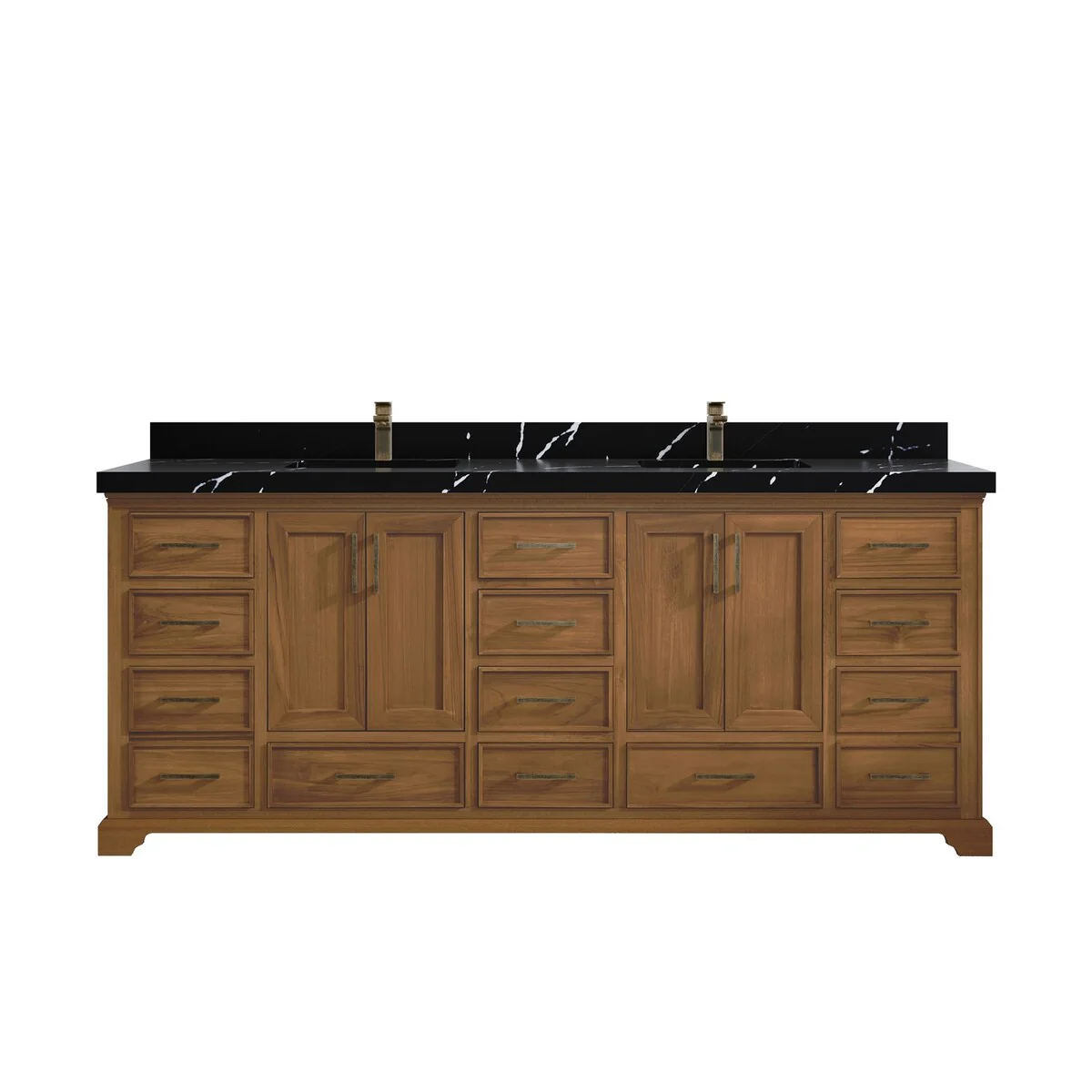 Willow Collections 84 in. W x 22 in. D Charlotte Teak Double Sink Bathroom Solid Teak Vanity with Countertop