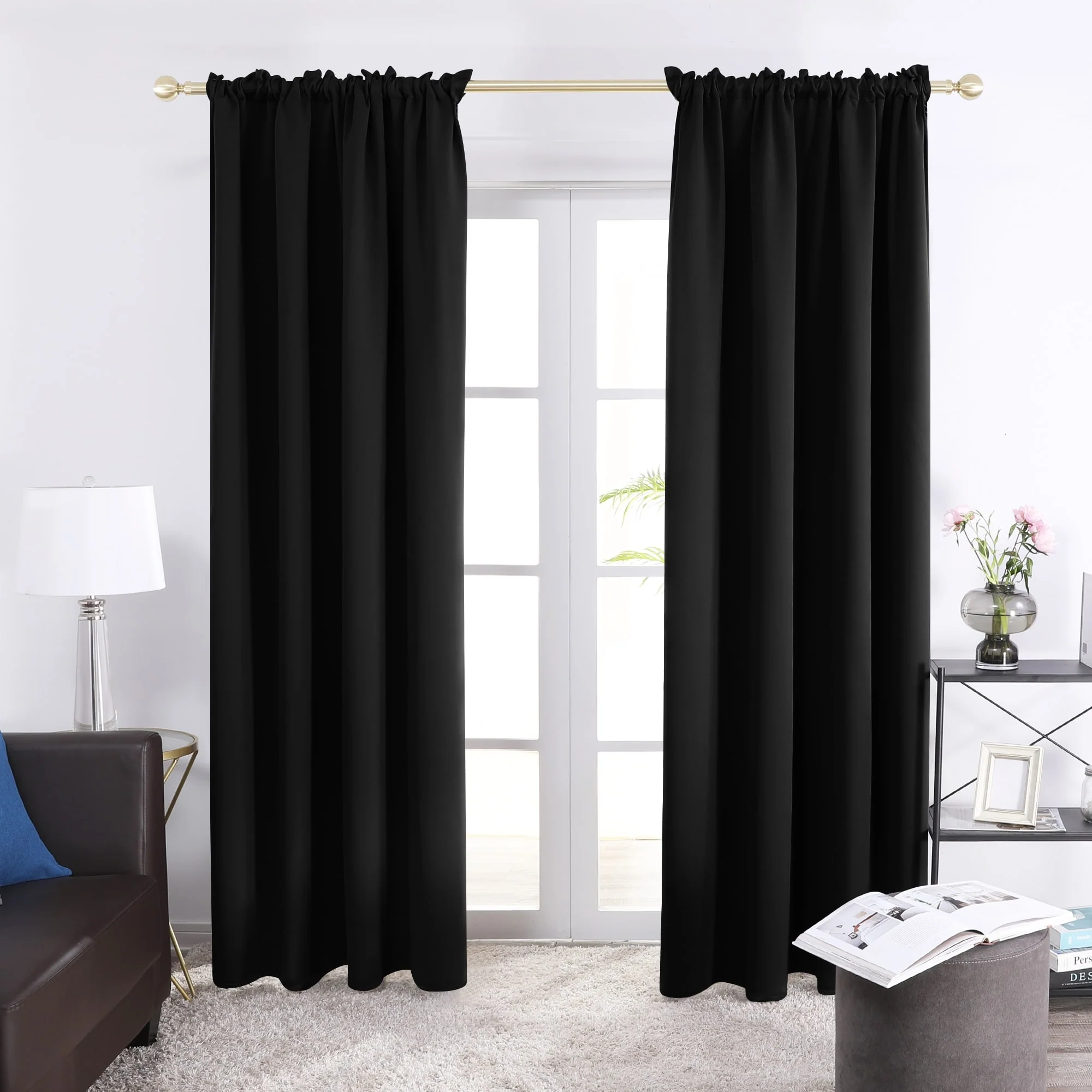 Deconovo Solid Rod Pocket Curtain Panel Pair (2 Panel)