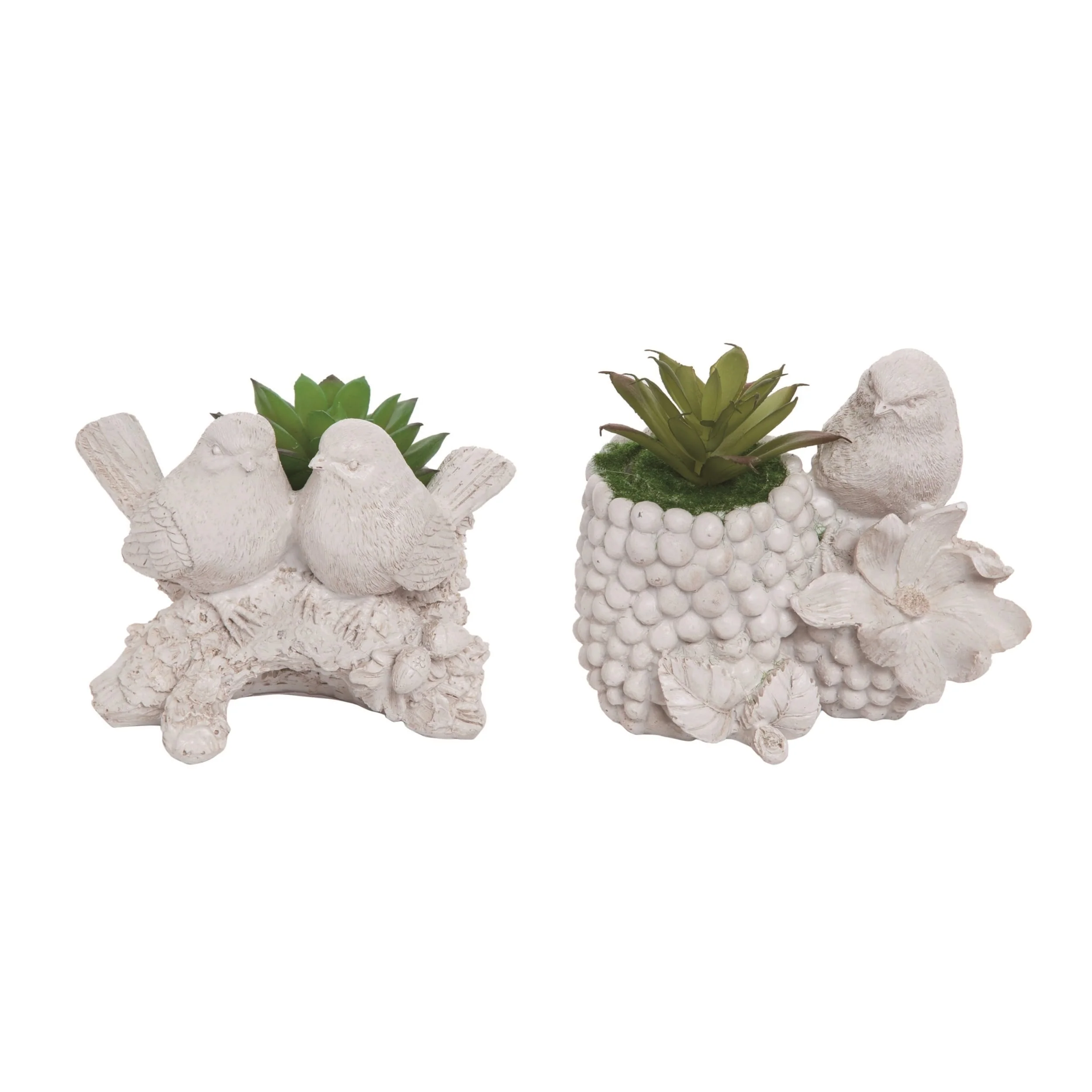 Transpac Resin Bird Succulent Planter Set of 2 Spring Home Decorations