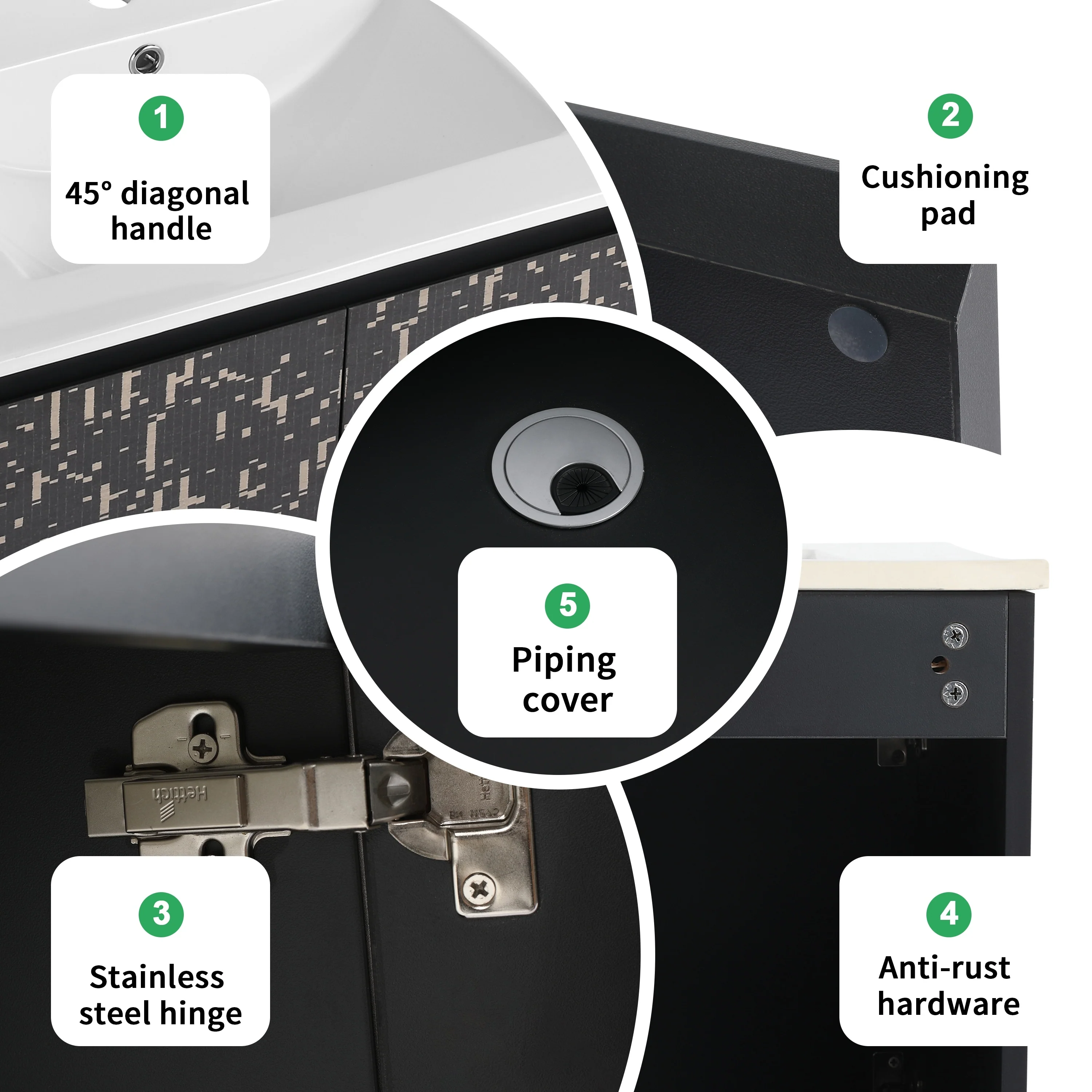 BNK 24/30/48 Inch Double Sink Bathroom Vanity with Soft Close Door
