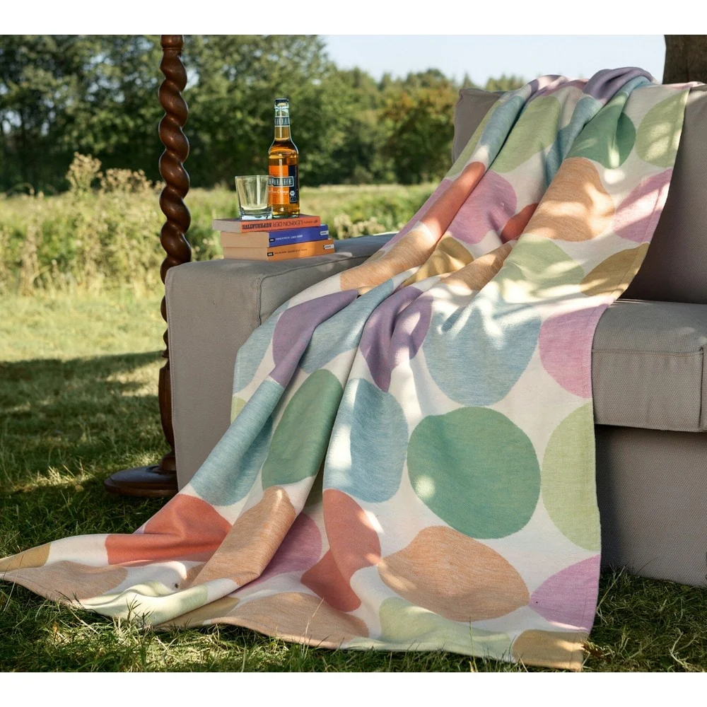 IBENA Cotton Pure Candy Colored Dots Jacquard Throw