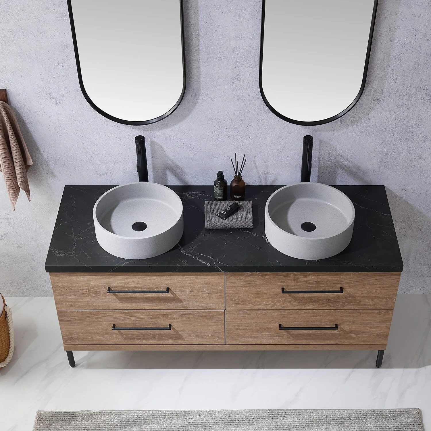Trento Bath Vanity with Sintered Stone Top with Concrete Sink (C)