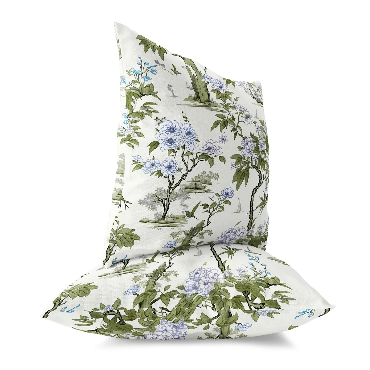 Green And Blue Open Air Orchid Indoor/Outdoor Throw Pillow Zipper