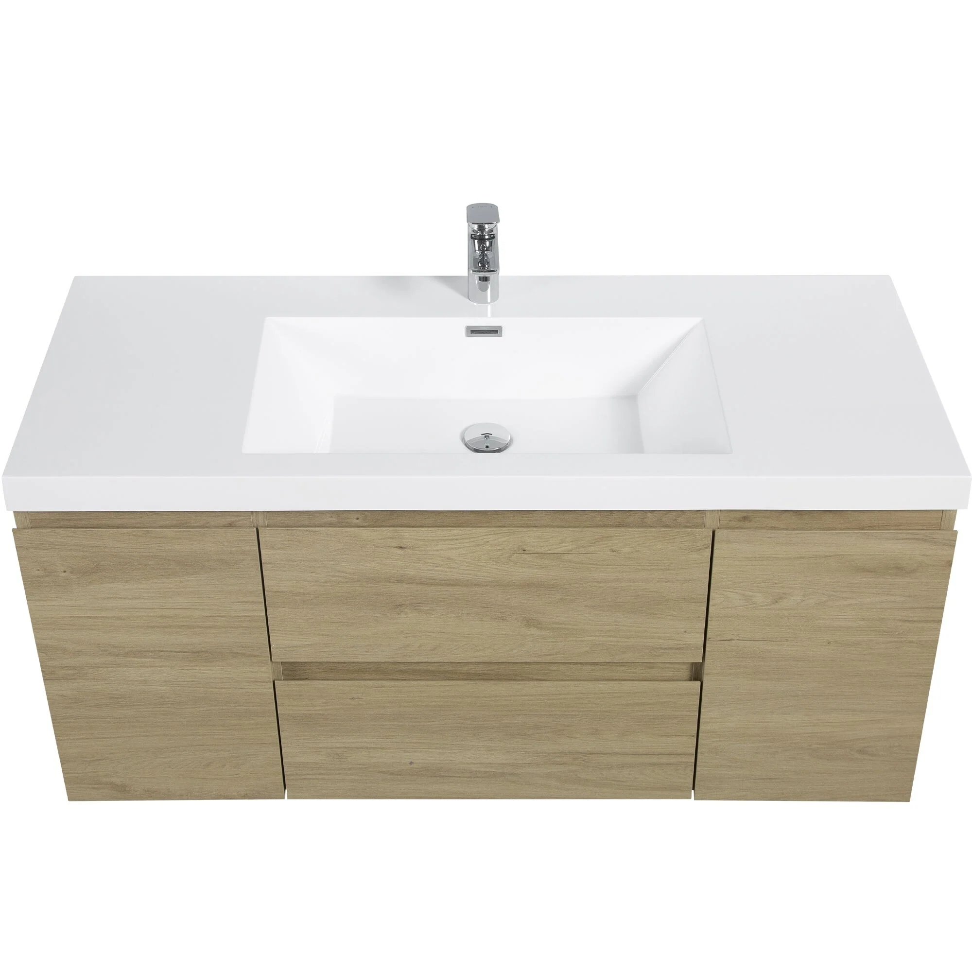 MDF Floating Bathroom Vanity with Integrated Resin Sink