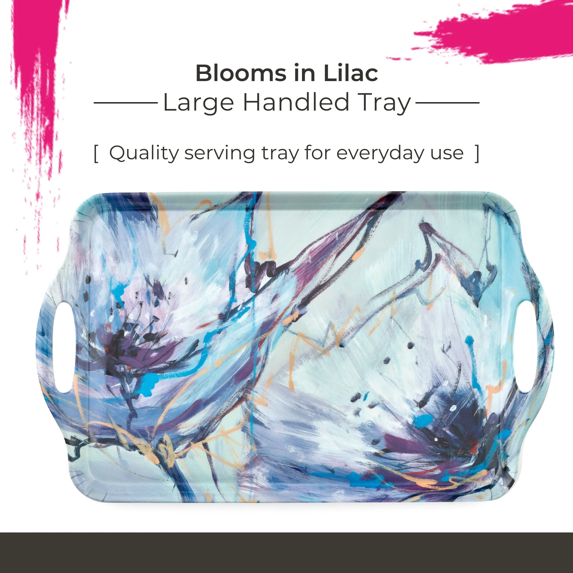 Pimpernel Blooms in Lilac Large Melamine Handled Tray - 19.25