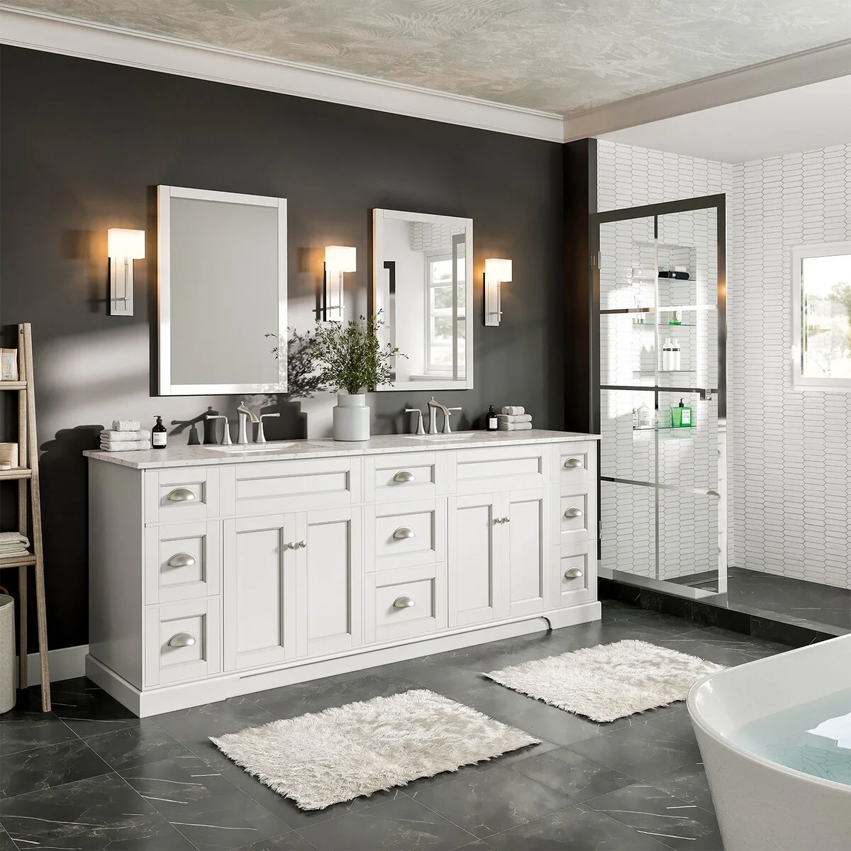 EVIVA Epic 84 Inch Transitional White Vanity