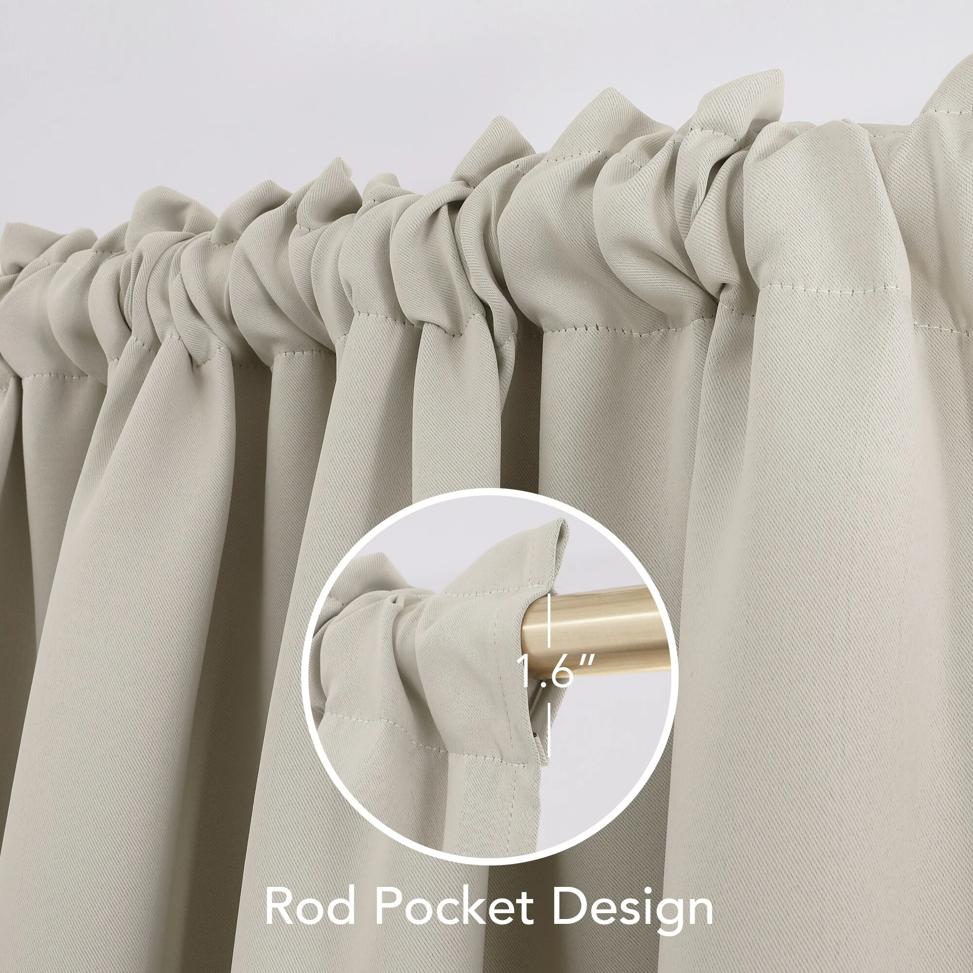 Deconovo Solid Rod Pocket Curtain Panel Pair (2 Panel)