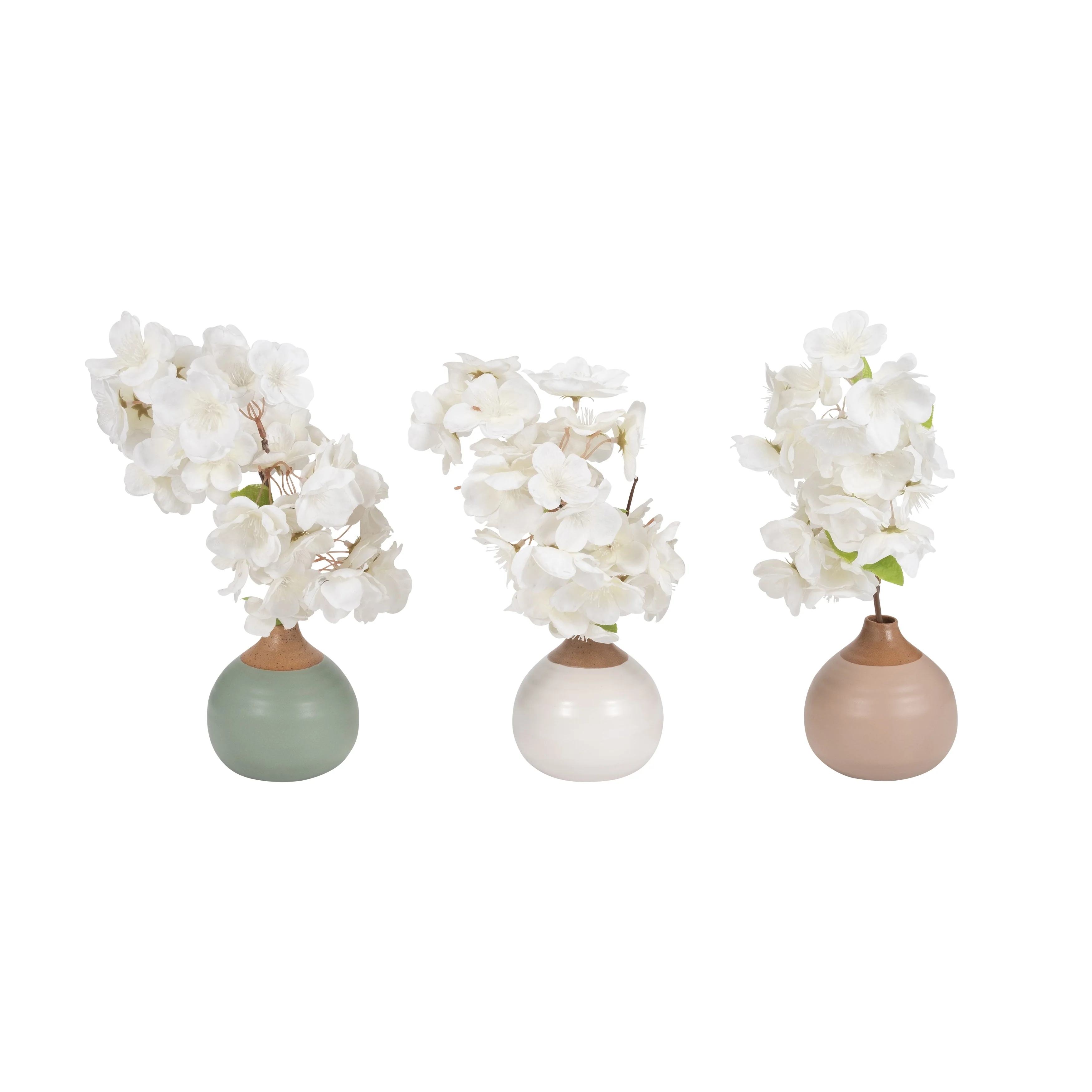 Sagebrook Home Modern Coastal Small Ceramic Bud Vases, Set of 3