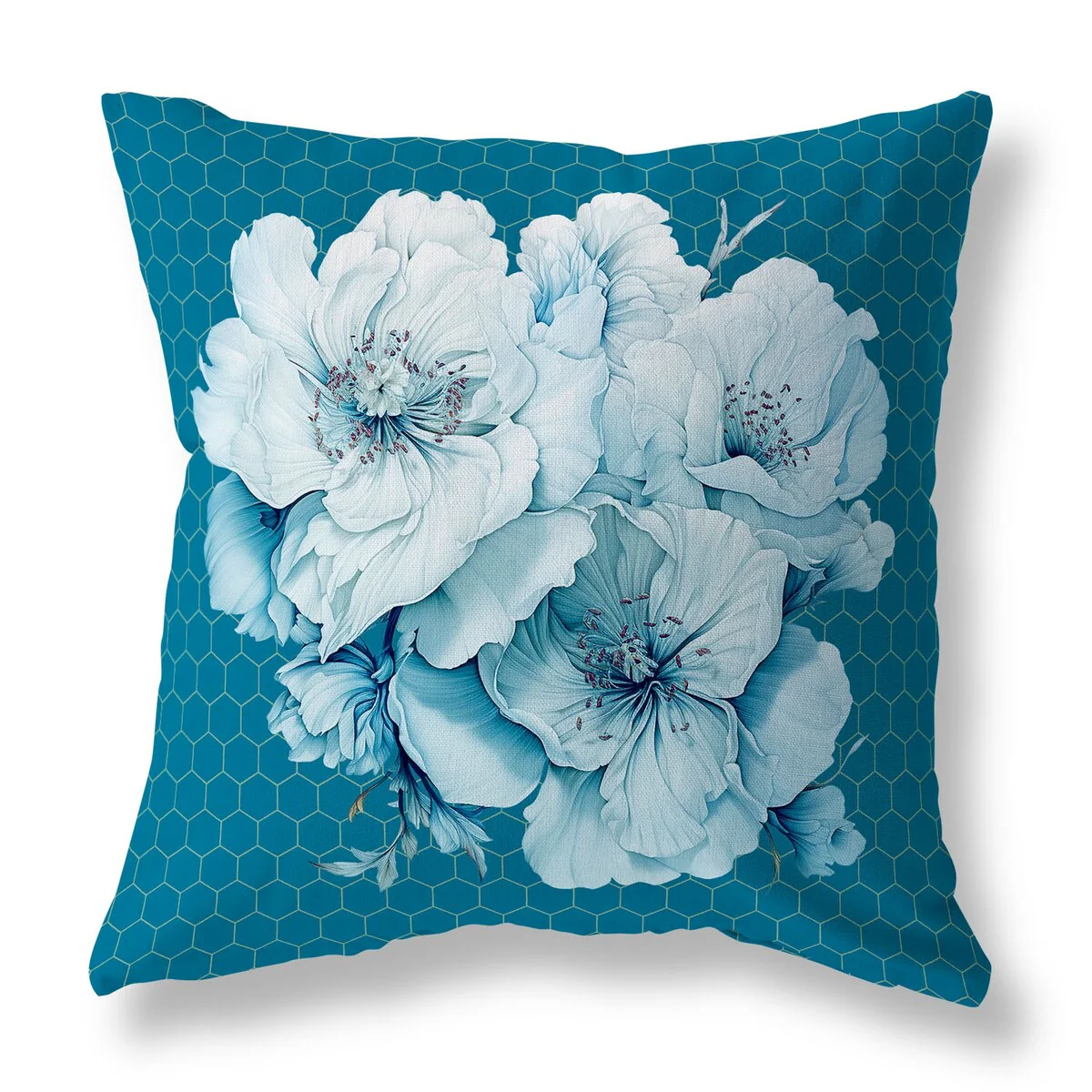 Corruleum And Blue Magnolia Majesty Indoor/Outdoor Throw Pillow Zipper