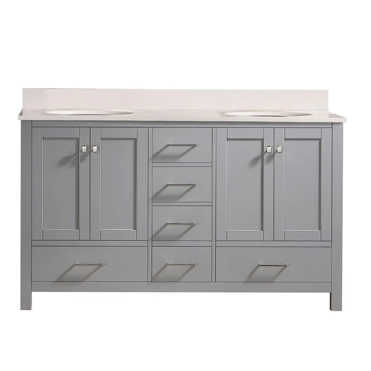 BATHLET 60 inch Quartz Countertop Double Sink Bathroom Vanity Set